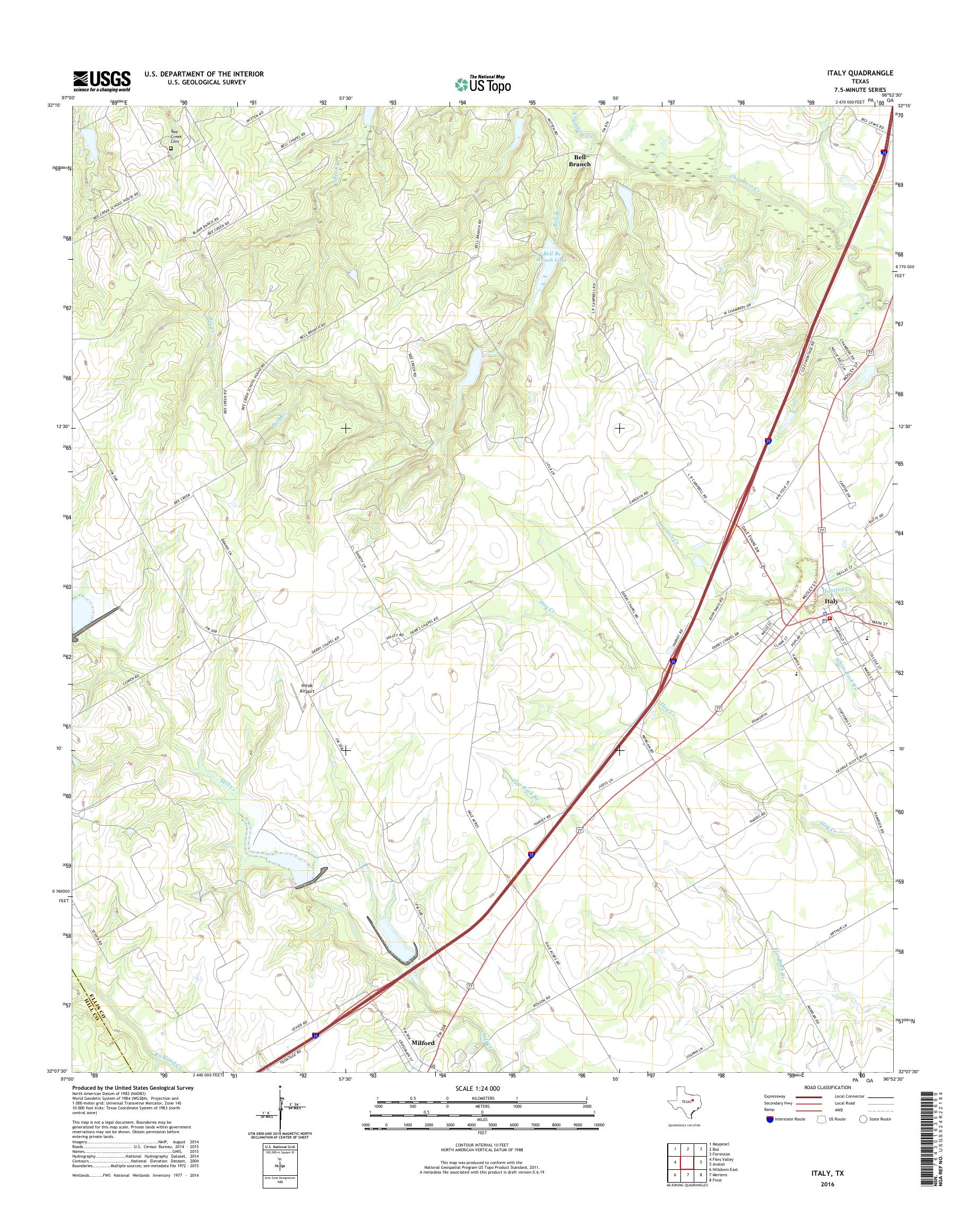 MyTopo Italy, Texas USGS Quad Topo Map