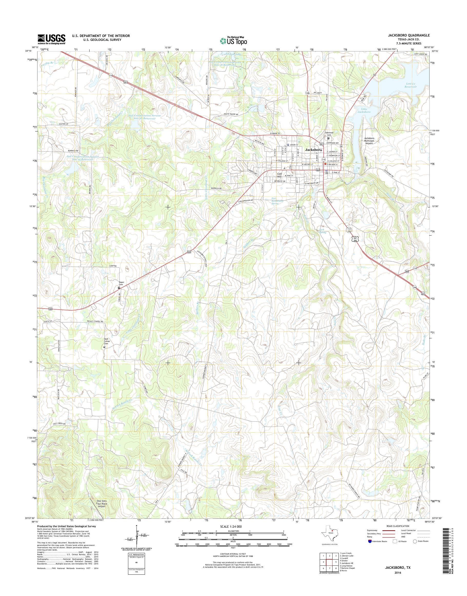 MyTopo Jacksboro, Texas USGS Quad Topo Map