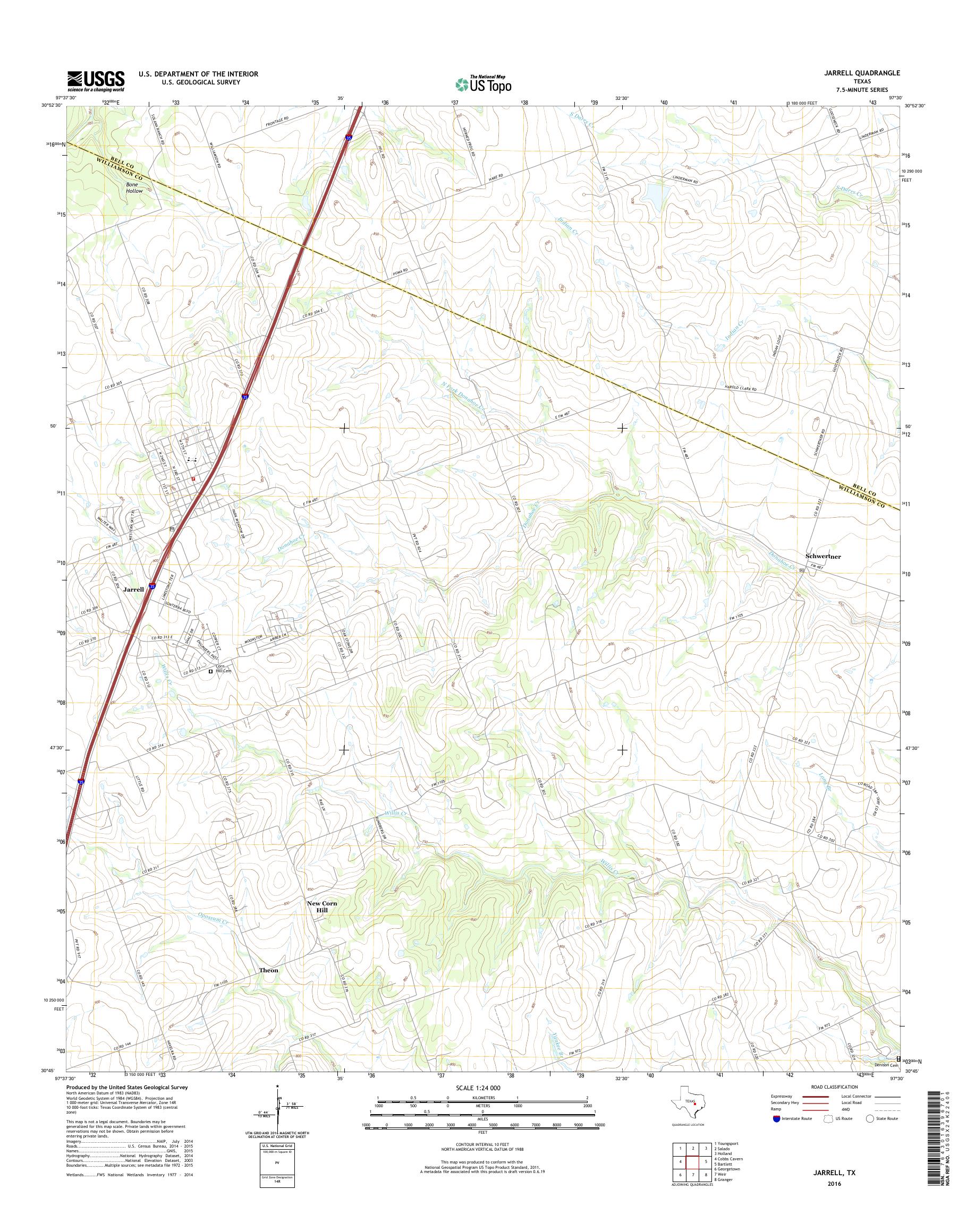 MyTopo Jarrell, Texas USGS Quad Topo Map