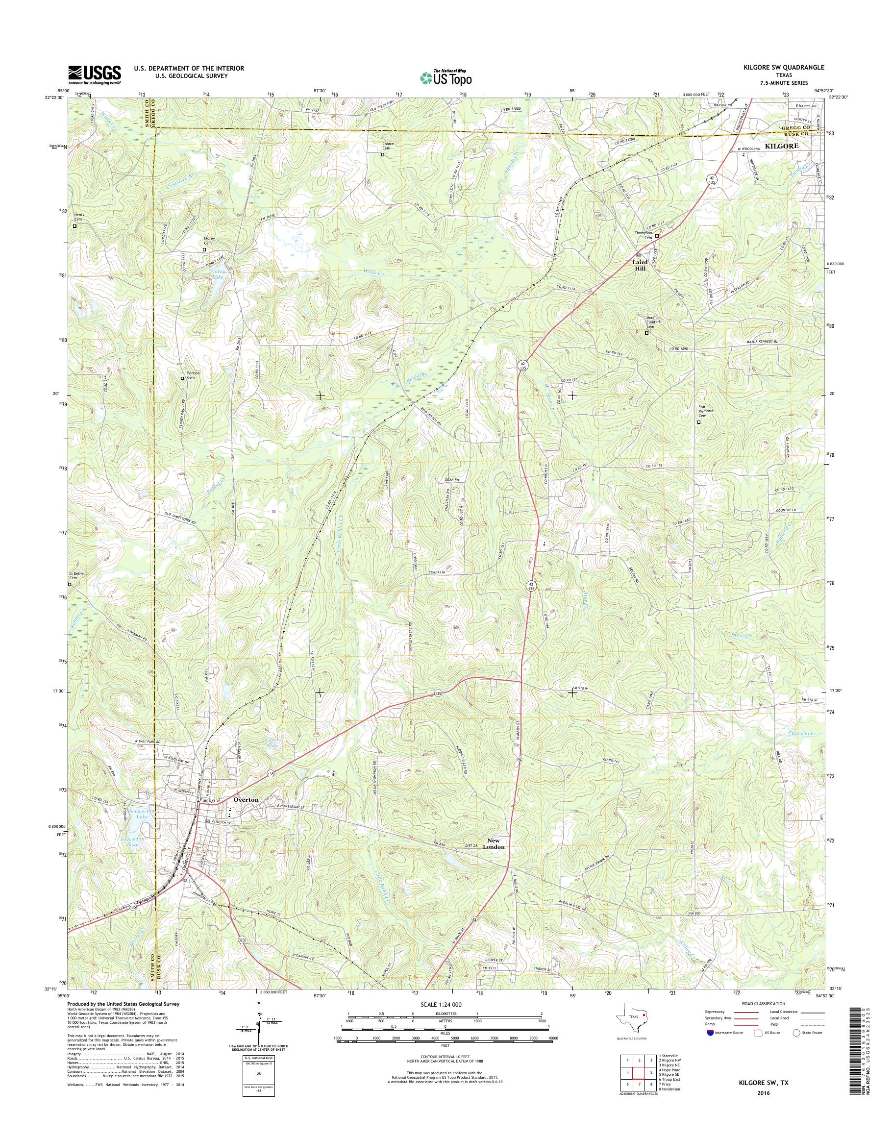 MyTopo Kilgore SW, Texas USGS Quad Topo Map