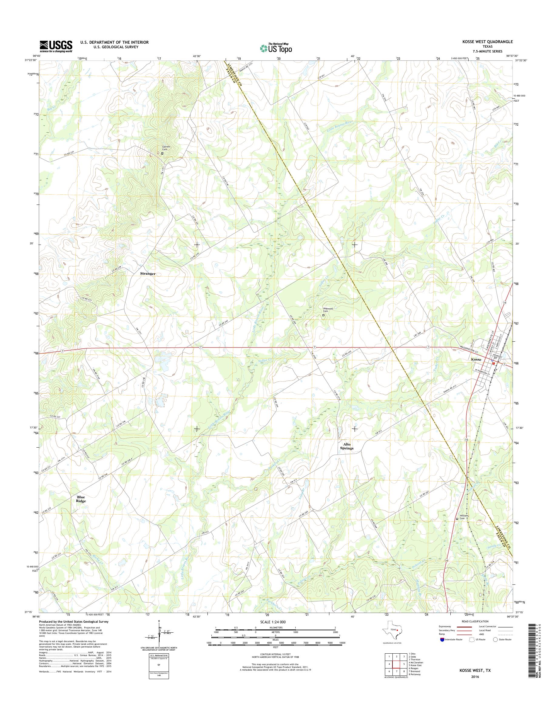 MyTopo Kosse West, Texas USGS Quad Topo Map