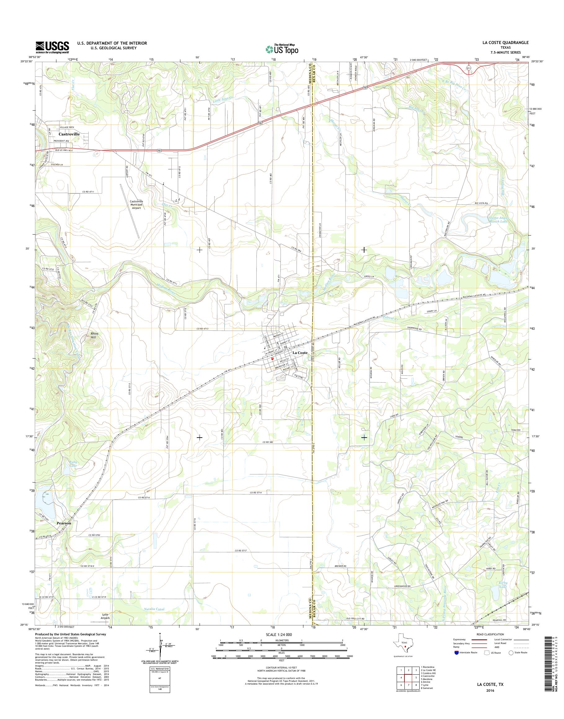 MyTopo La Coste, Texas USGS Quad Topo Map