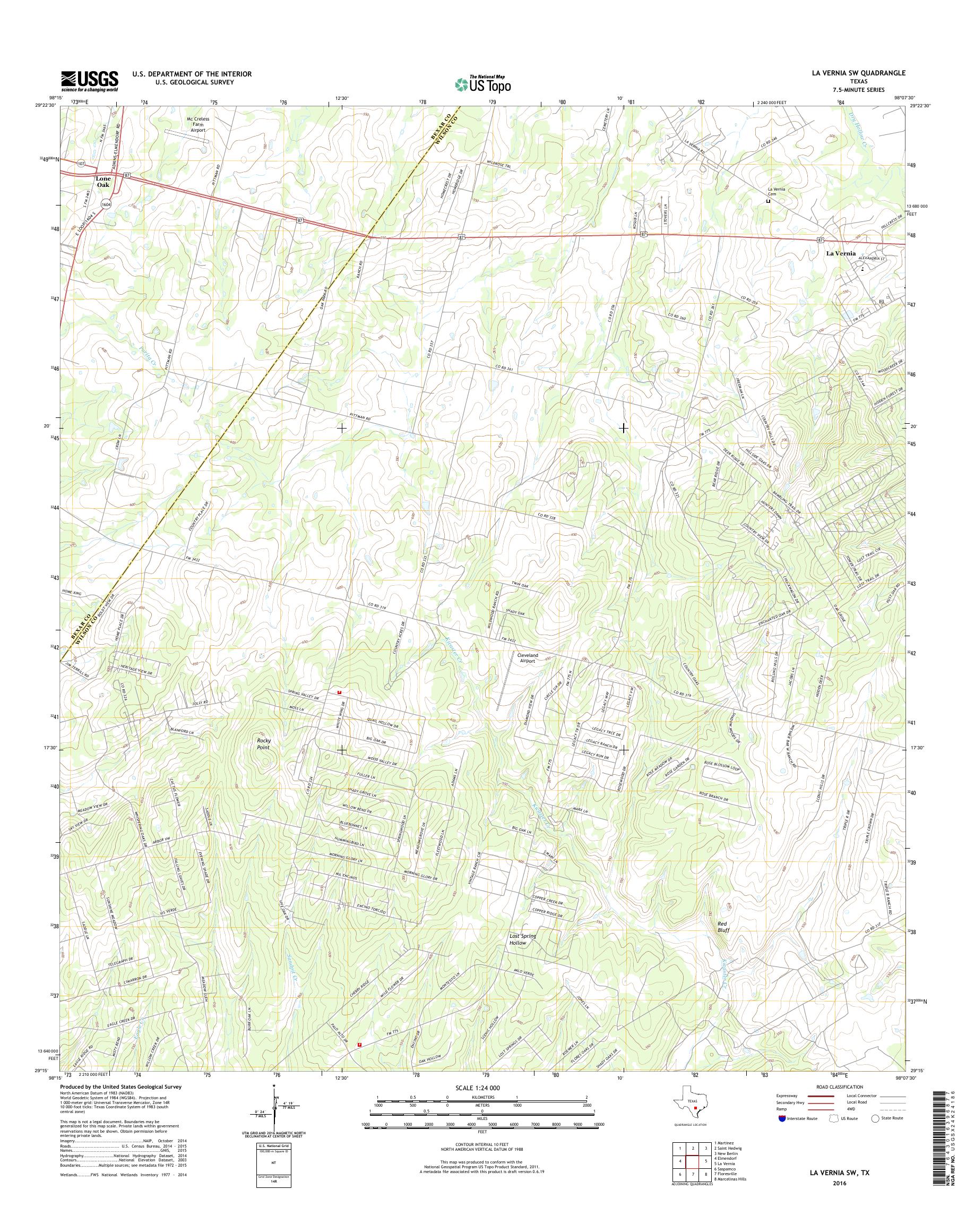 MyTopo La Vernia SW, Texas USGS Quad Topo Map