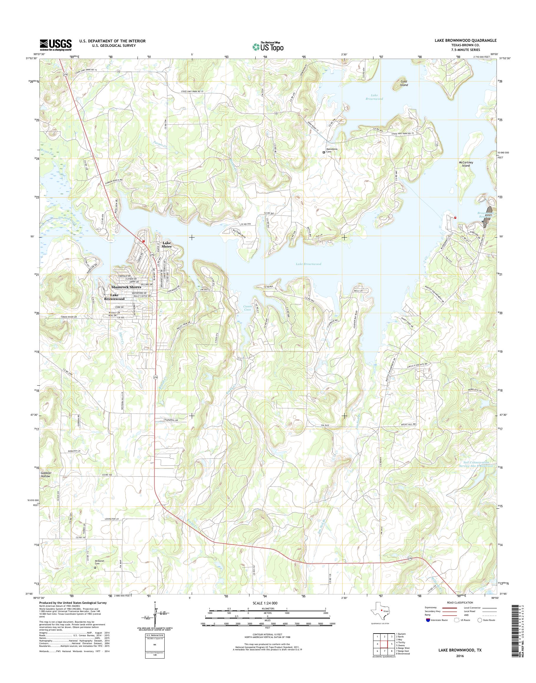 MyTopo Lake Brownwood Texas USGS - TX Lake Brownwood 20160304 TM Geo