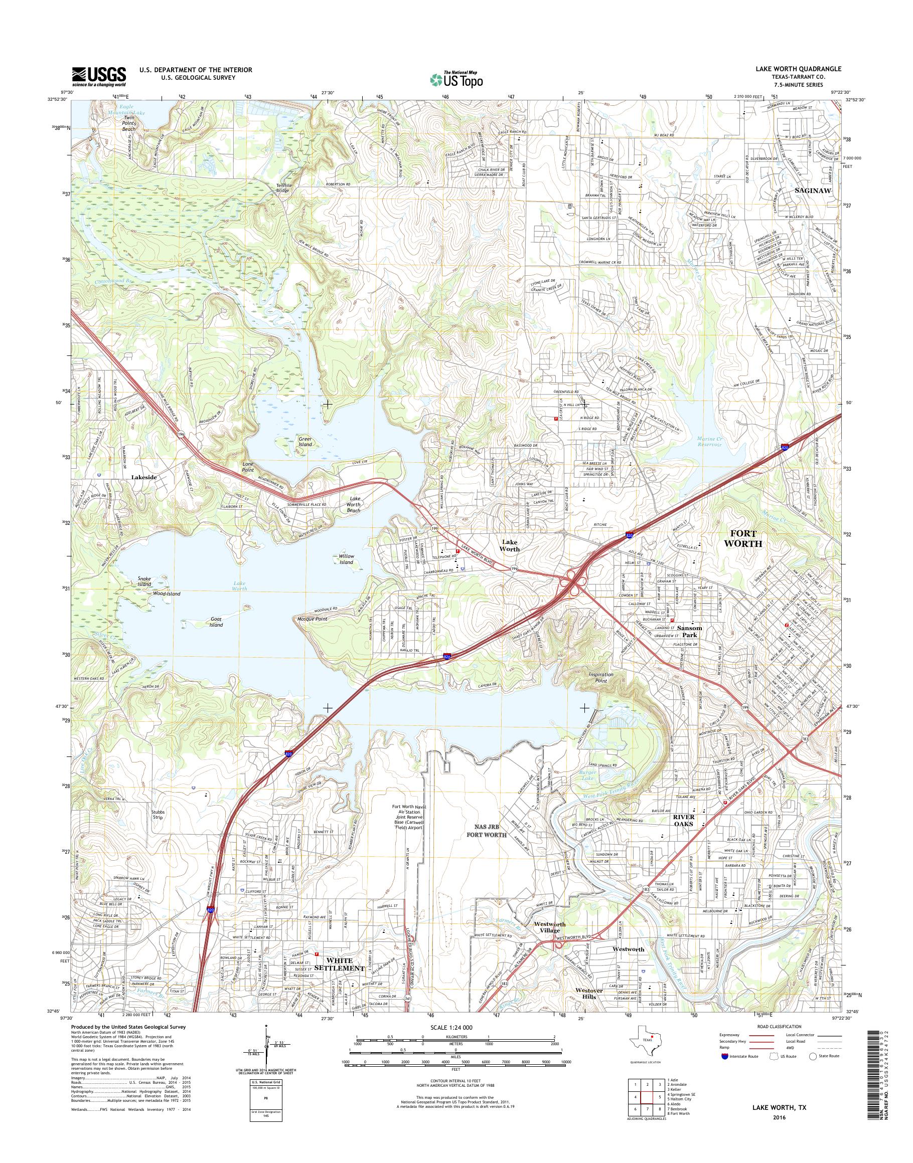 MyTopo Lake Worth, Texas USGS Quad Topo Map