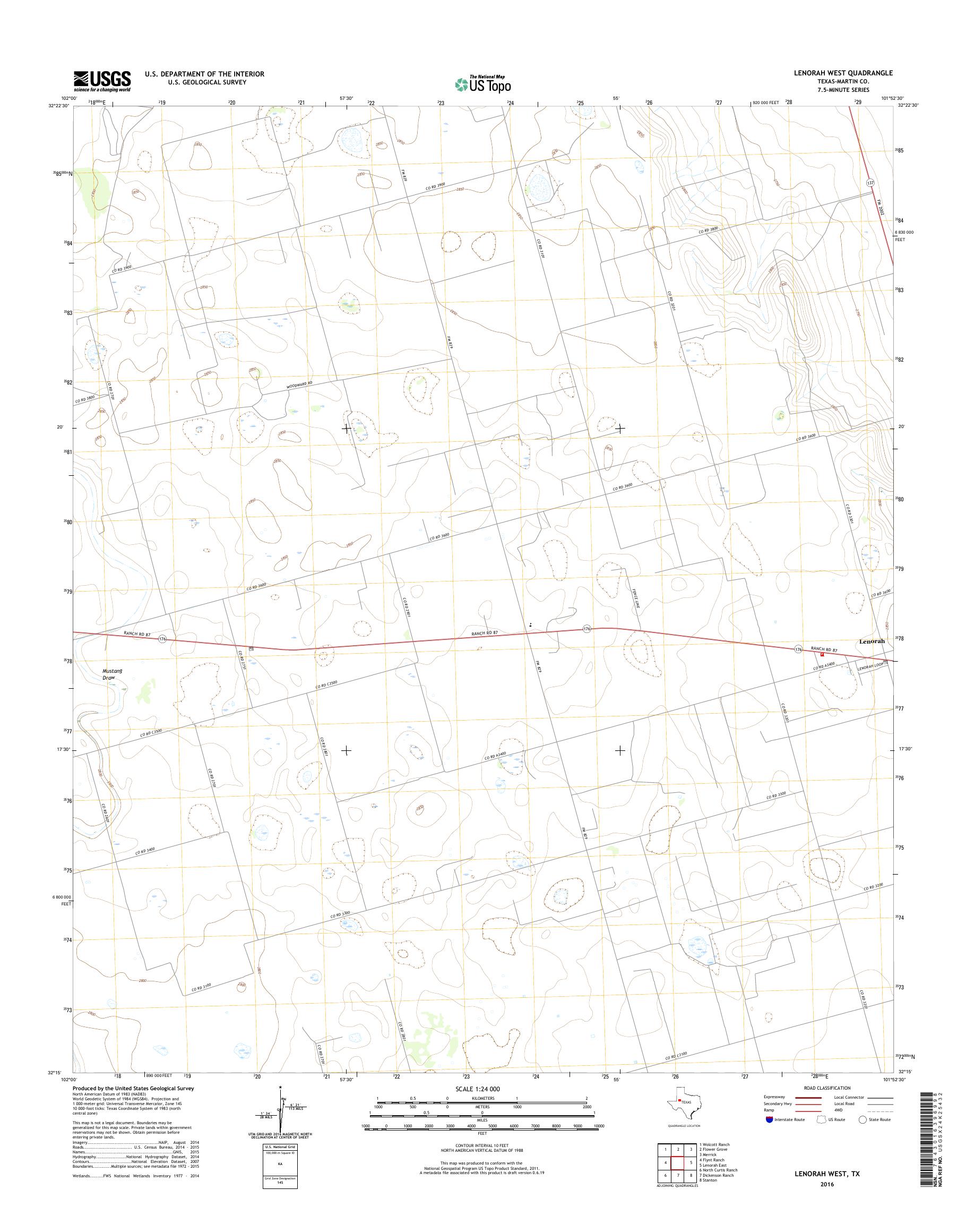 MyTopo Lenorah West, Texas USGS Quad Topo Map