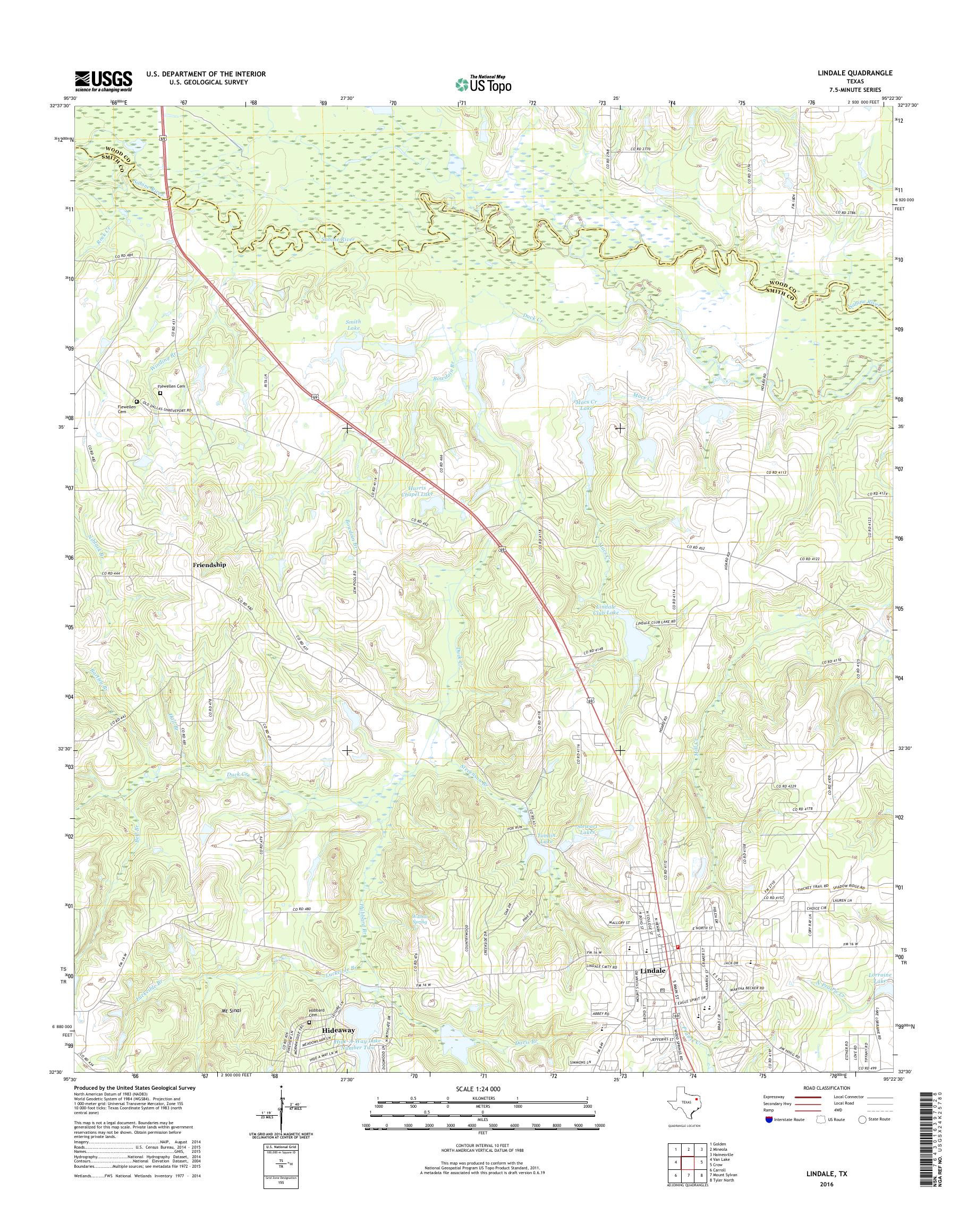 MyTopo Lindale, Texas USGS Quad Topo Map