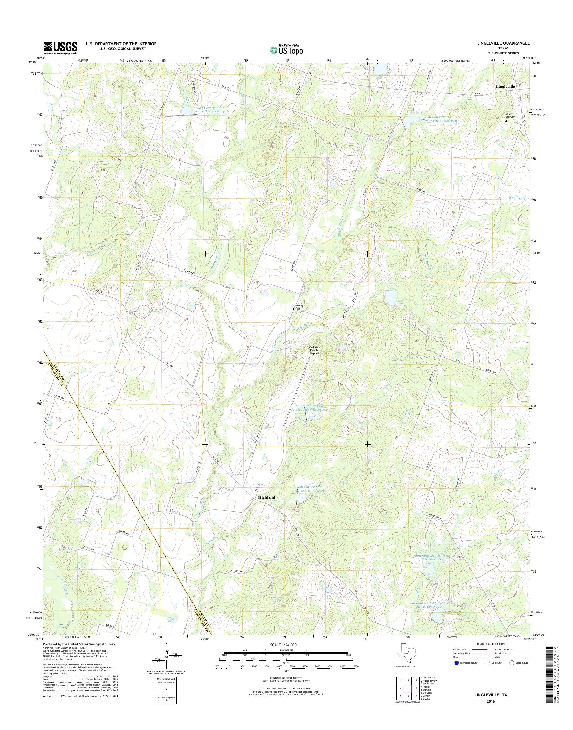 MyTopo Lingleville, Texas USGS Quad Topo Map