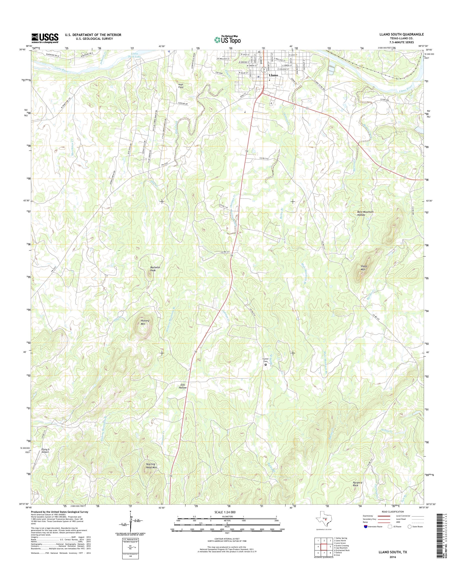 Mytopo Llano South Texas Usgs Quad Topo Map