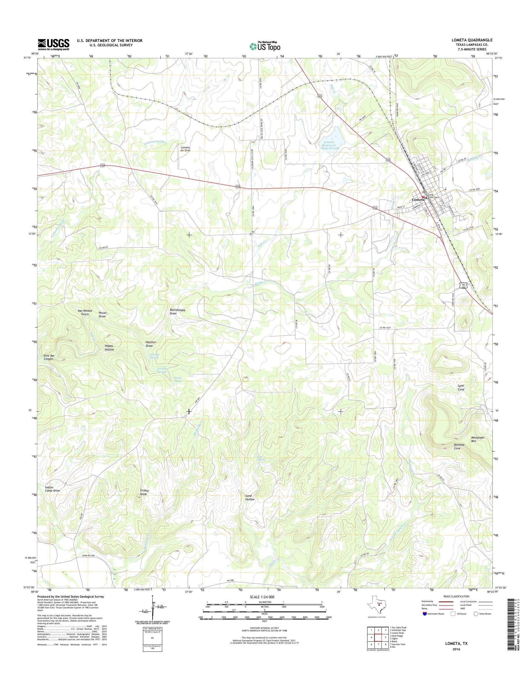 MyTopo Lometa, Texas USGS Quad Topo Map
