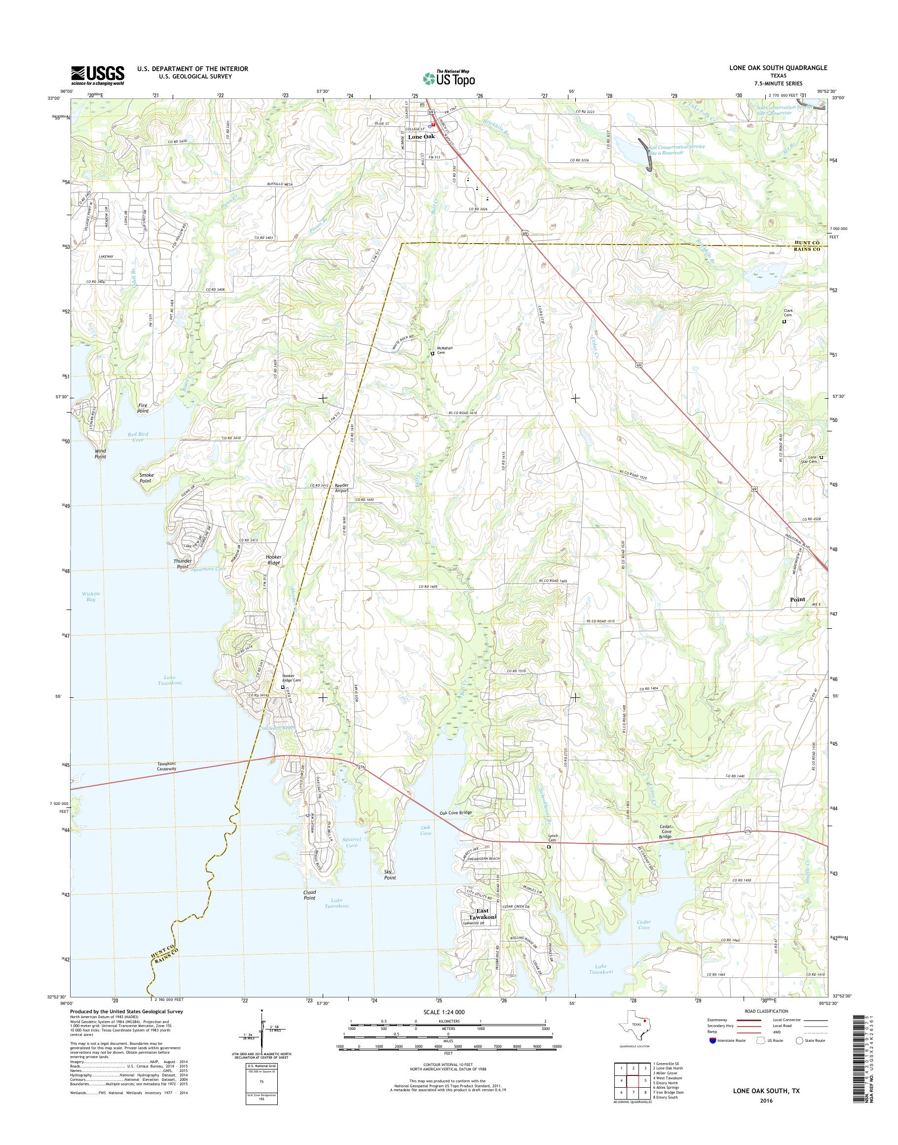 MyTopo Lone Oak South, Texas USGS Quad Topo Map