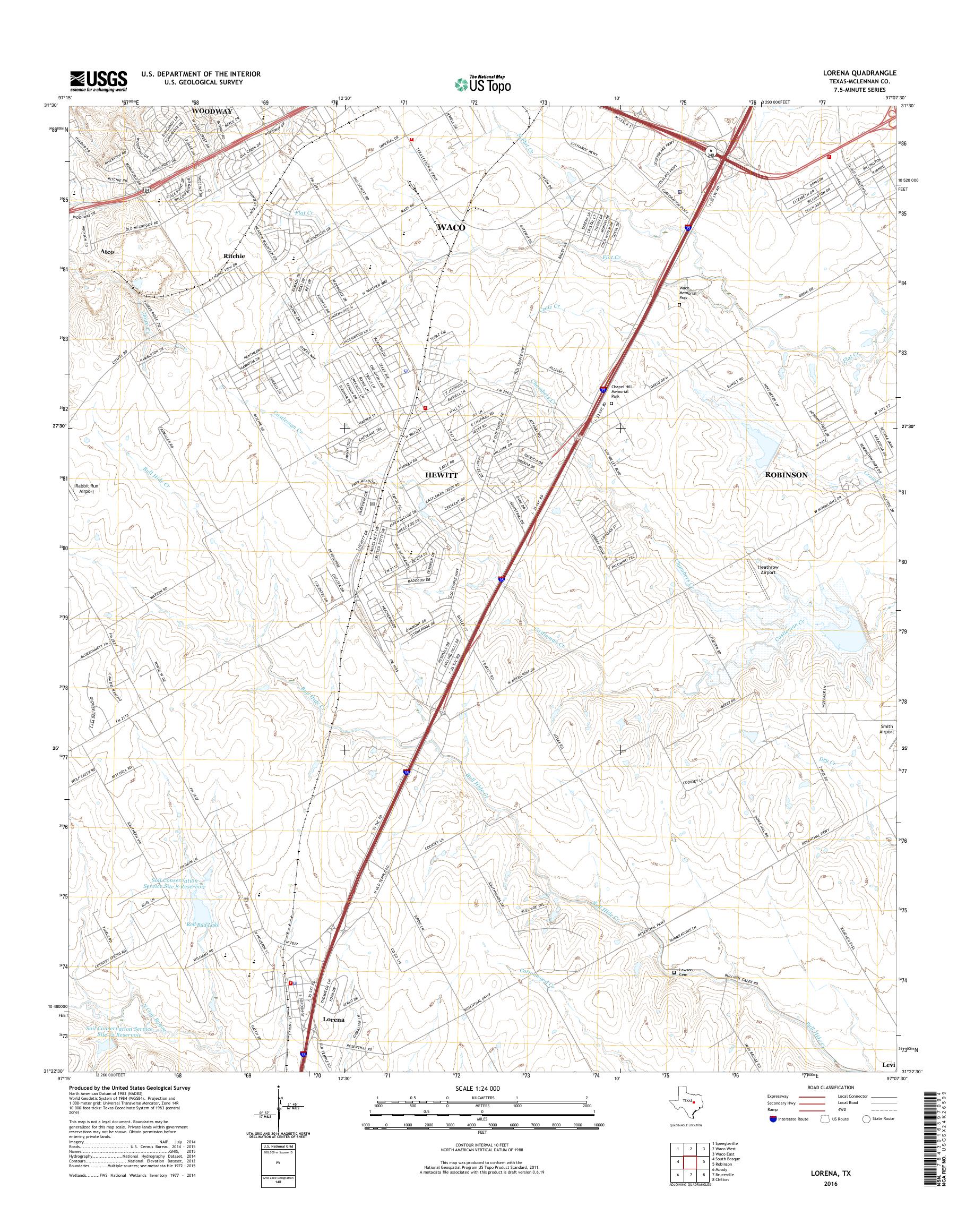 MyTopo Lorena, Texas USGS Quad Topo Map