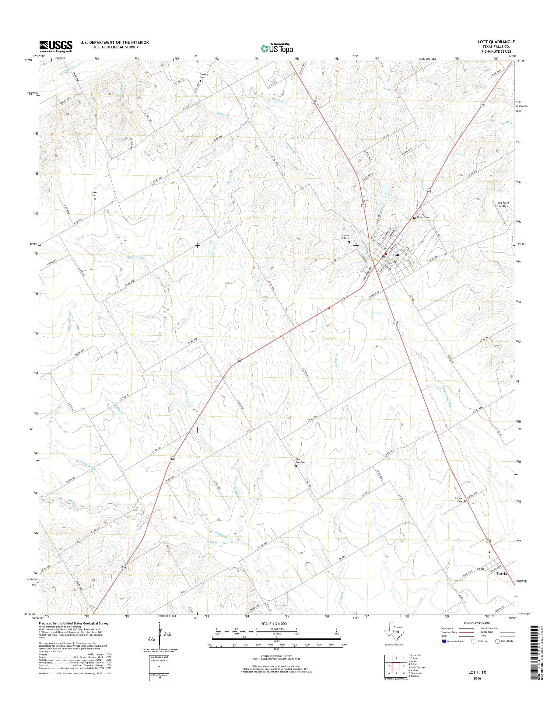MyTopo Lott, Texas USGS Quad Topo Map