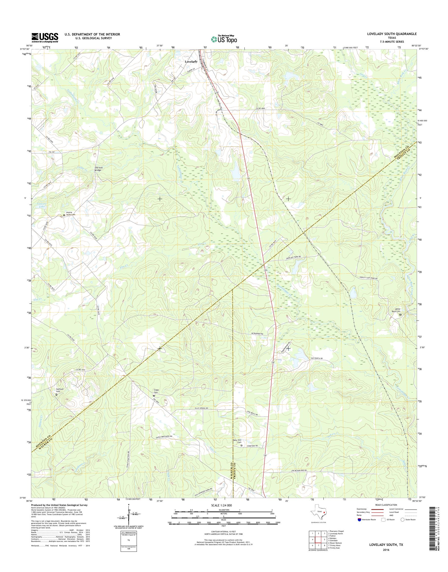 MyTopo Lovelady South, Texas USGS Quad Topo Map