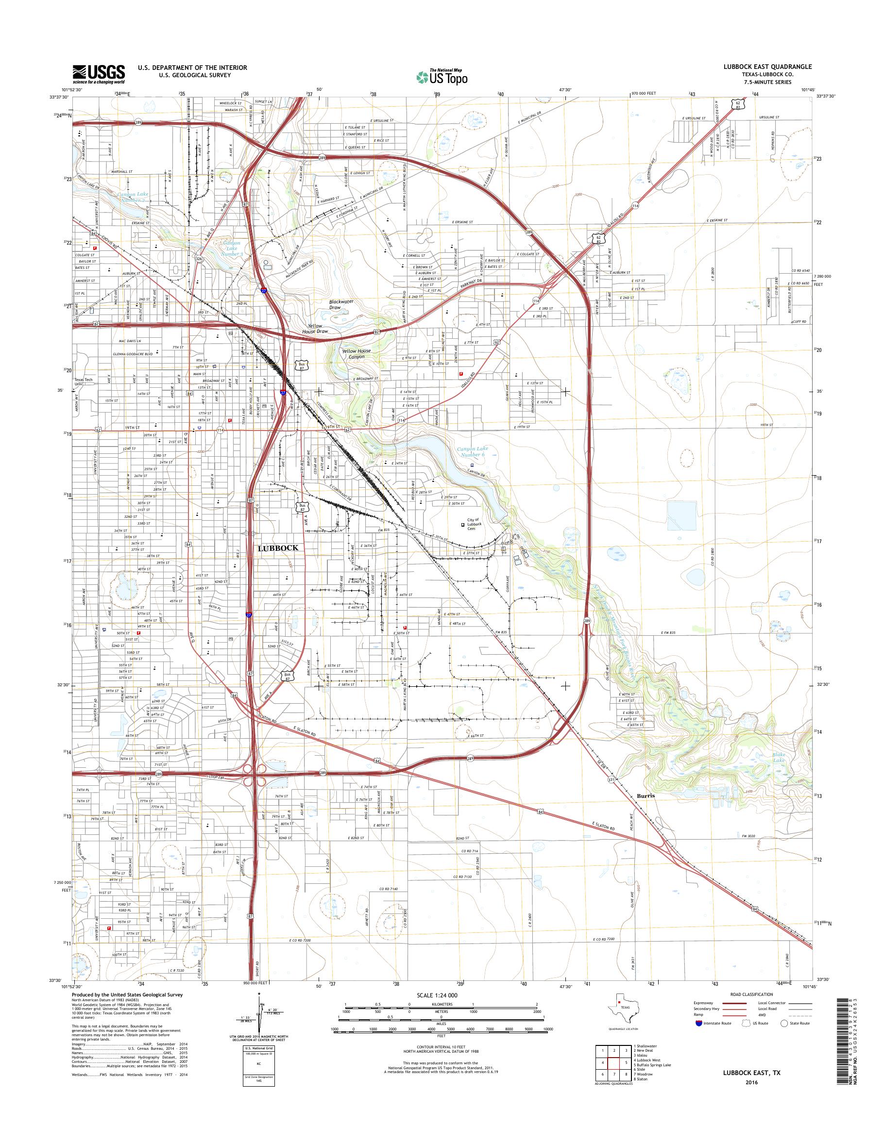 MyTopo Lubbock East, Texas USGS Quad Topo Map