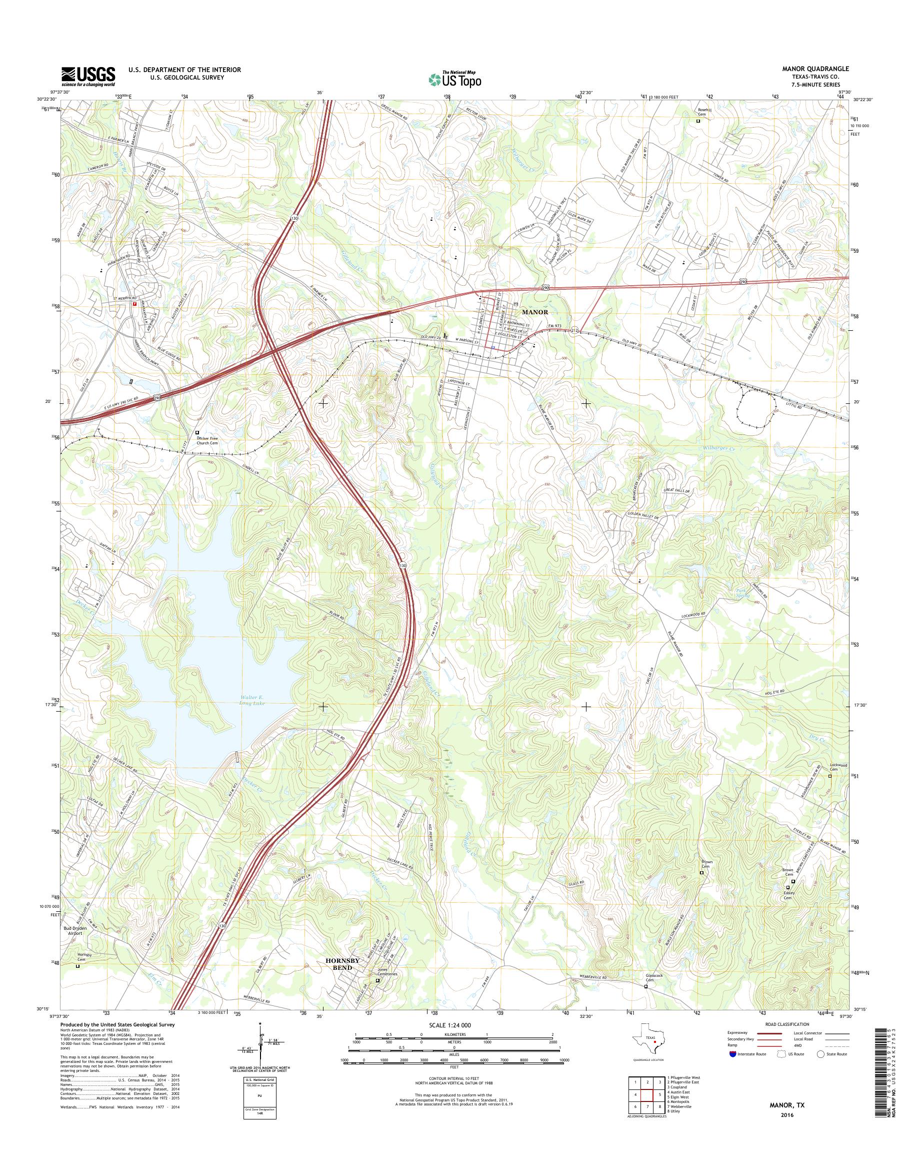 MyTopo Manor, Texas USGS Quad Topo Map