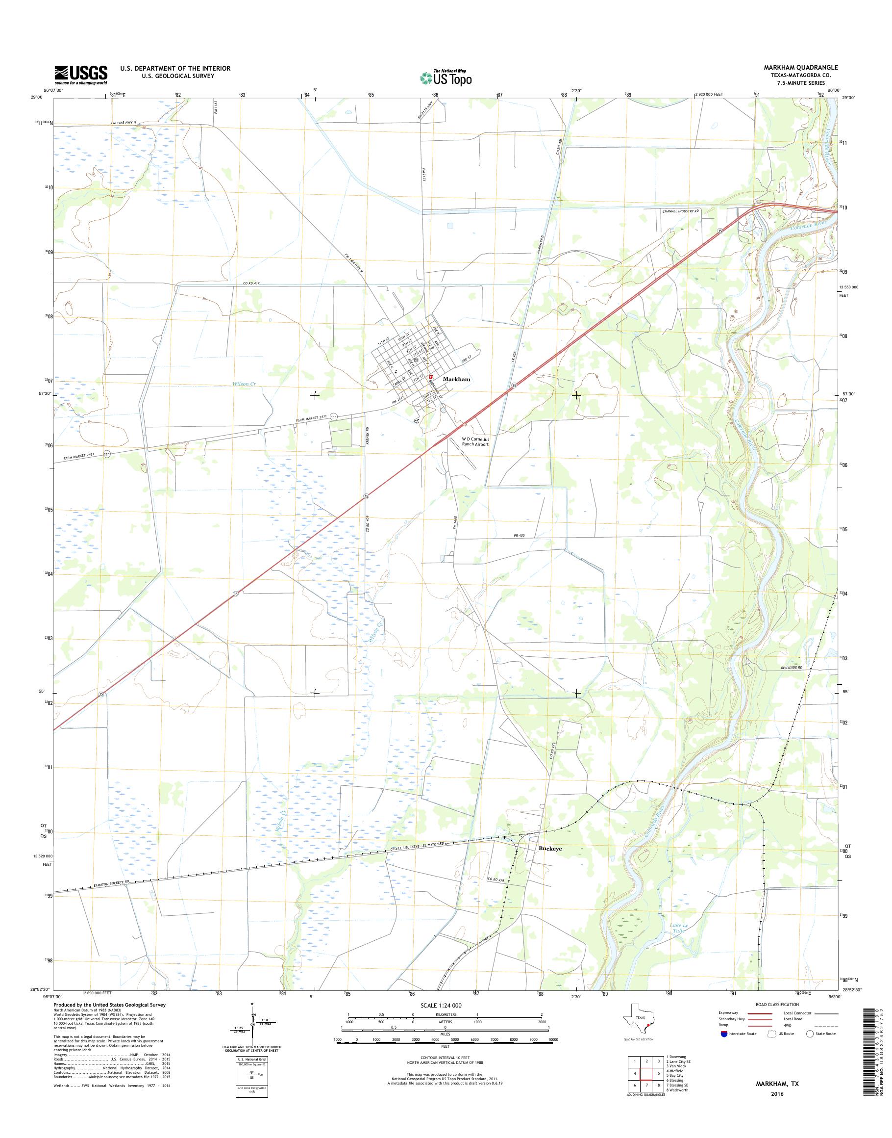 MyTopo Markham, Texas USGS Quad Topo Map