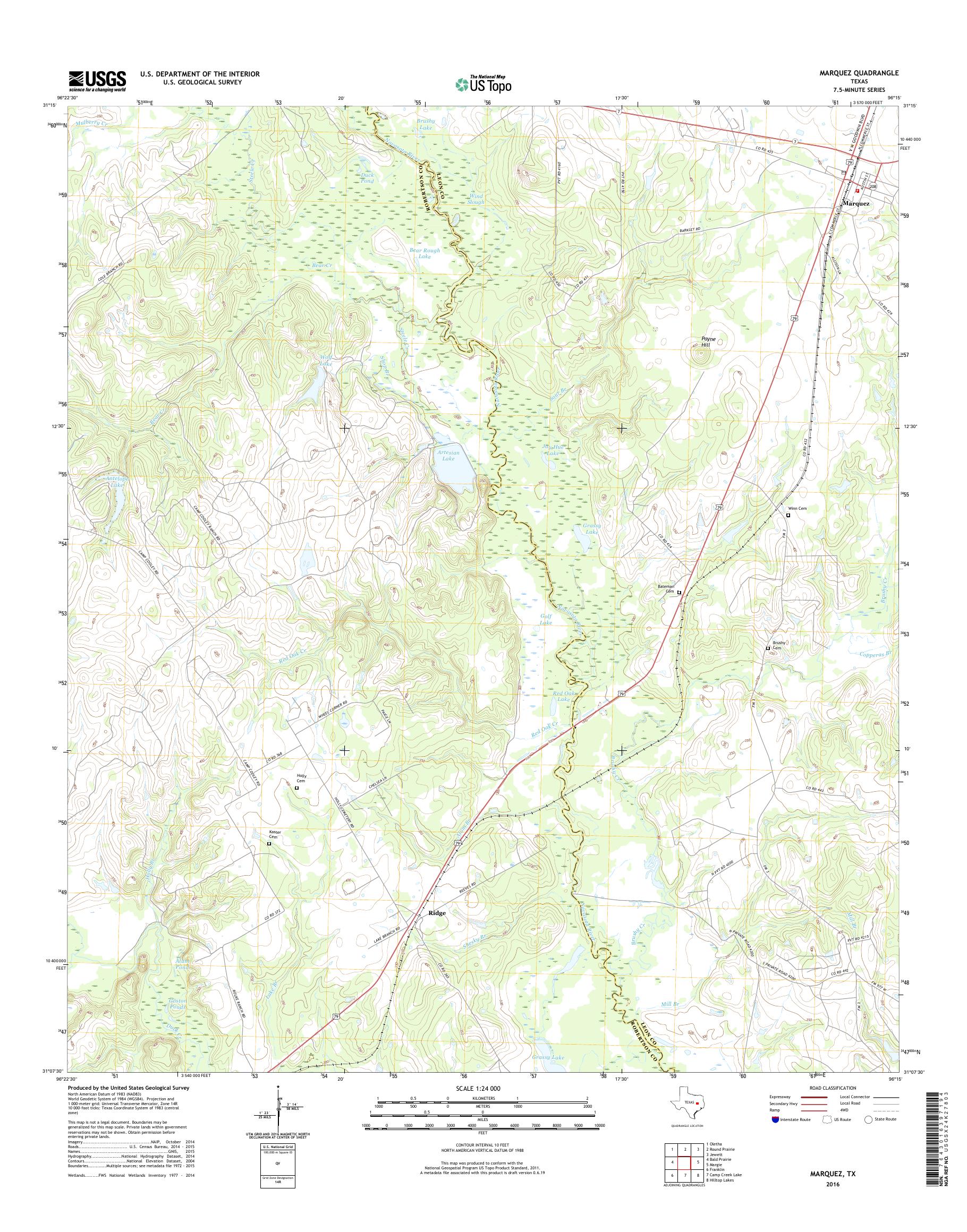 MyTopo Marquez, Texas USGS Quad Topo Map