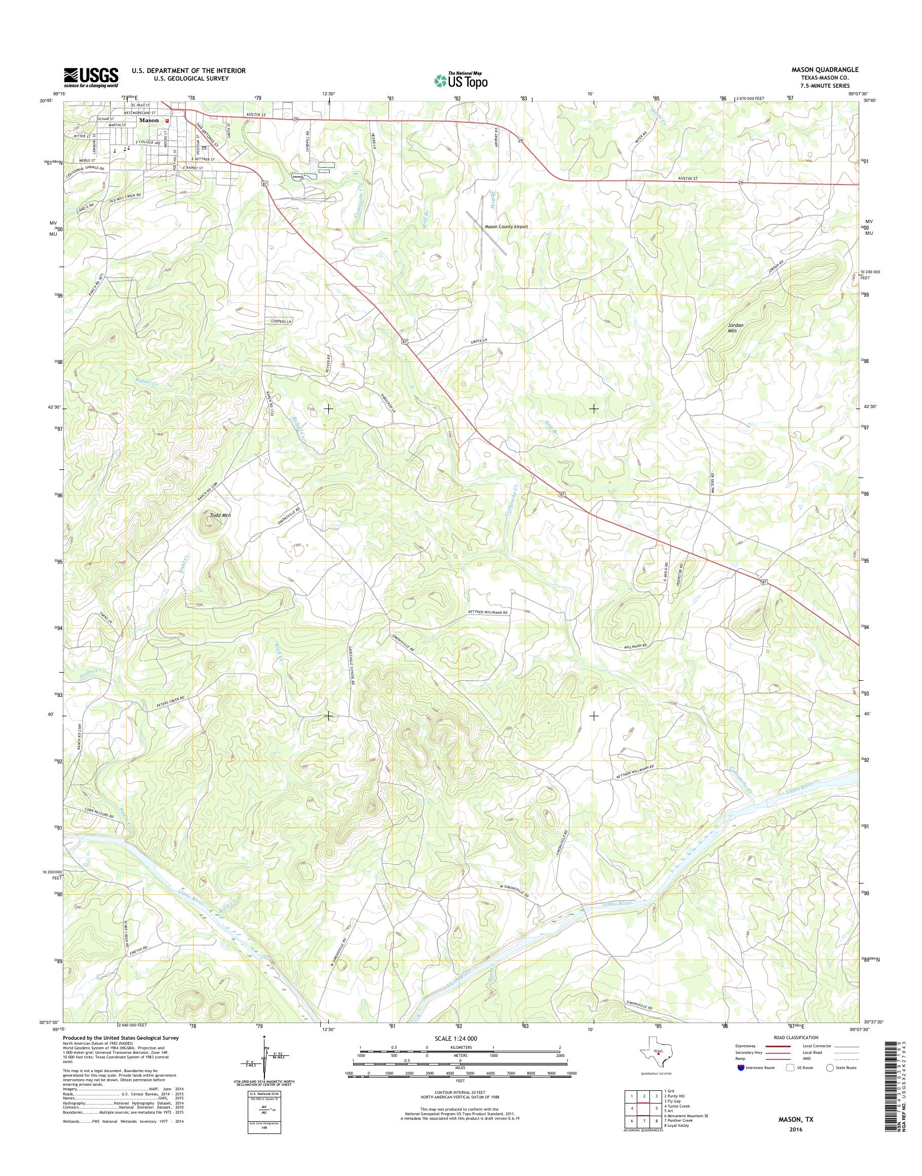 MyTopo Mason, Texas USGS Quad Topo Map