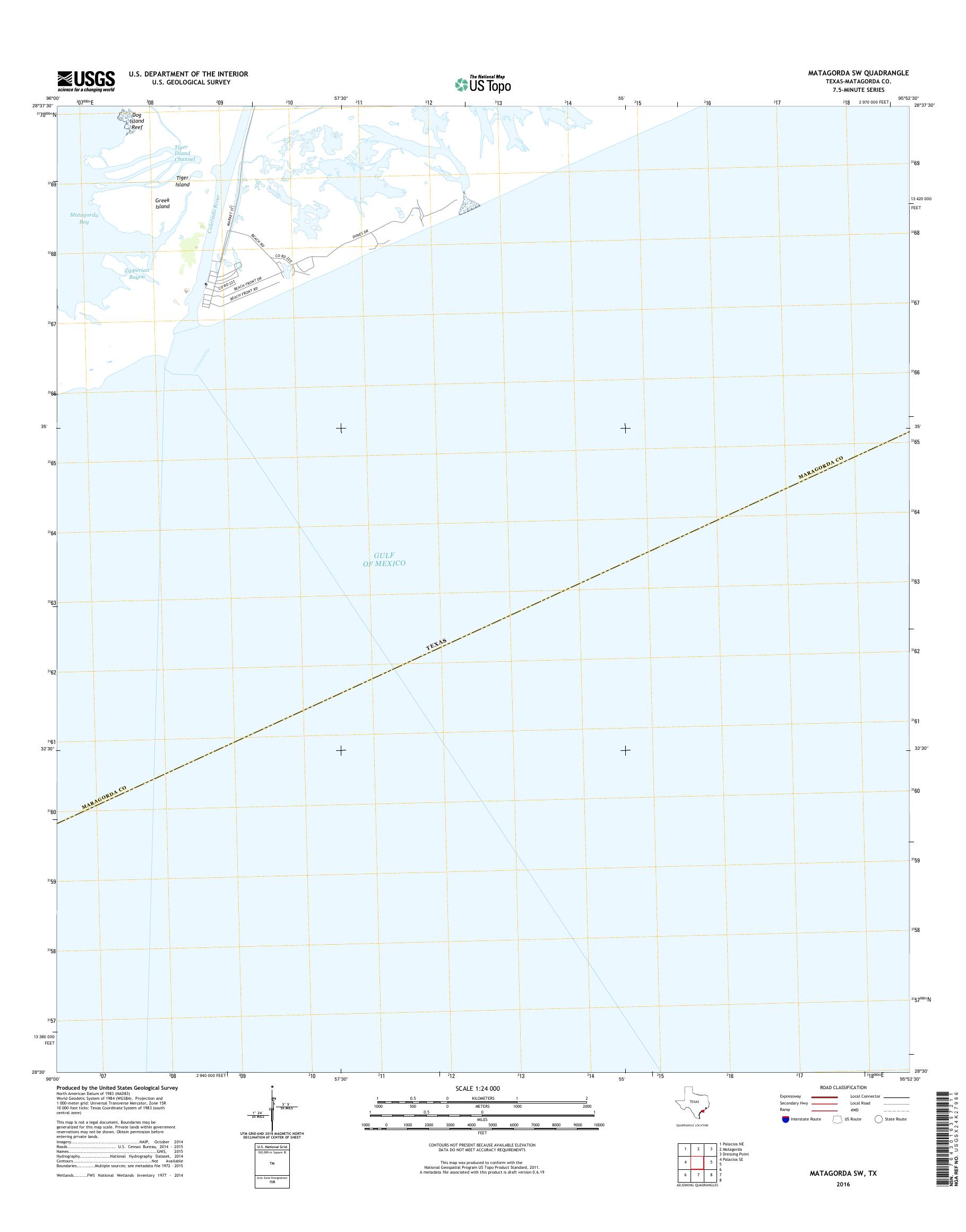 MyTopo Matagorda SW, Texas USGS Quad Topo Map