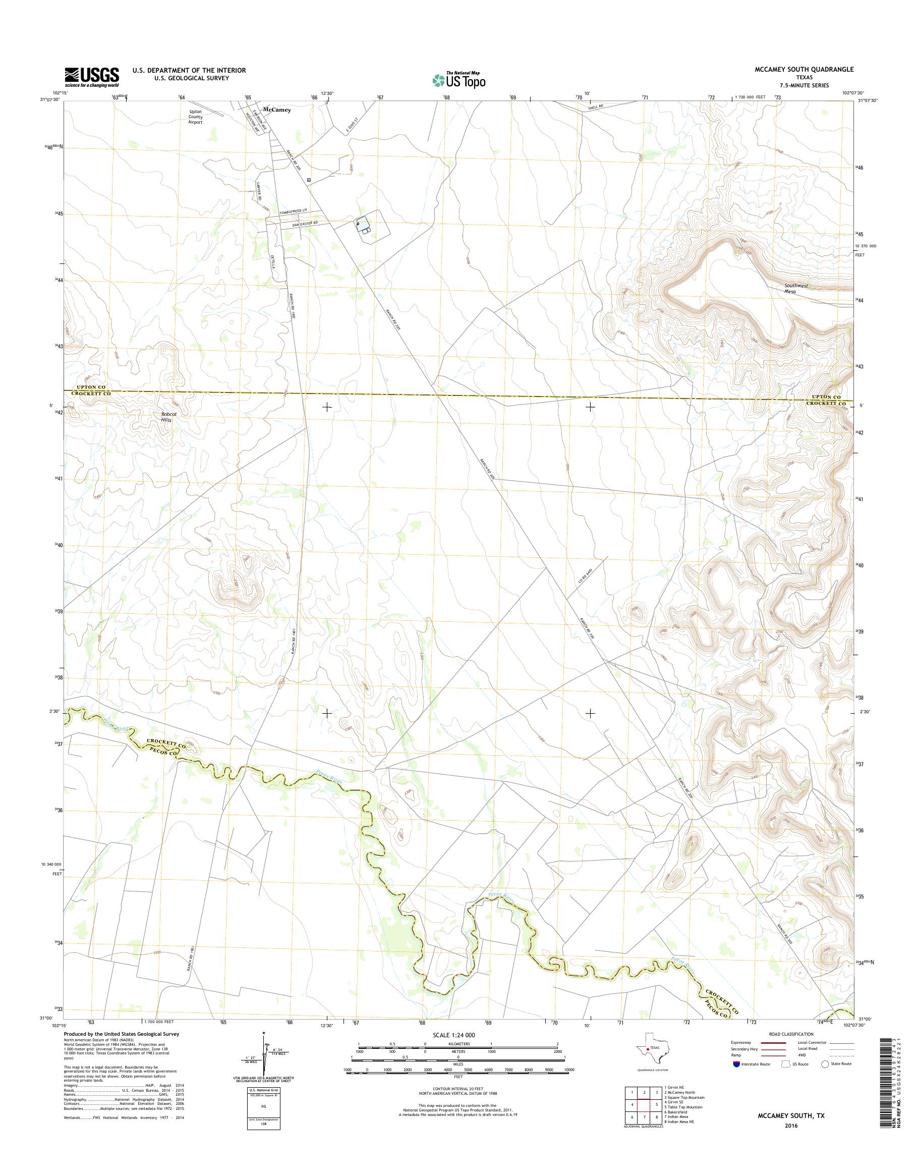 MyTopo McCamey South, Texas USGS Quad Topo Map