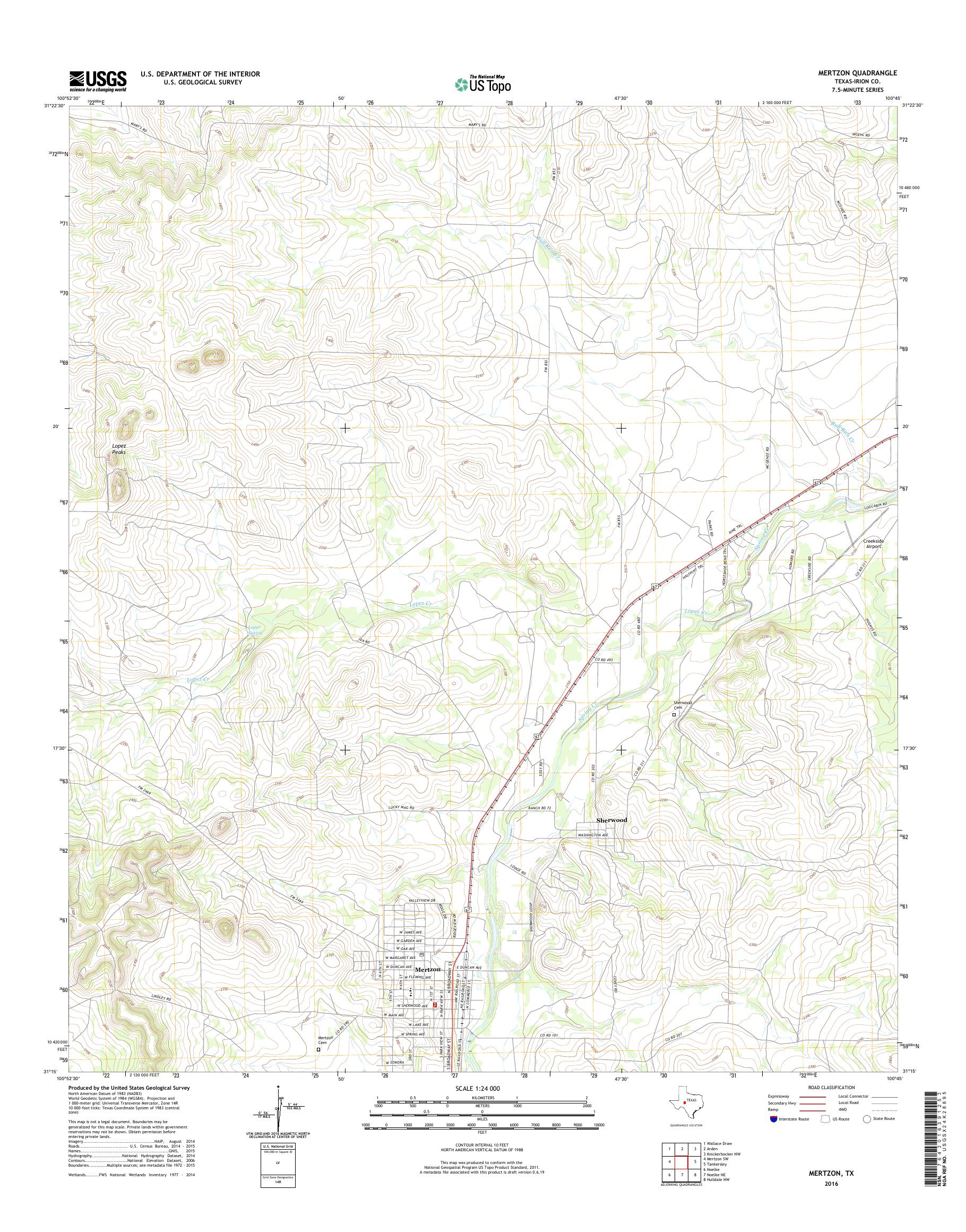 MyTopo Mertzon, Texas USGS Quad Topo Map