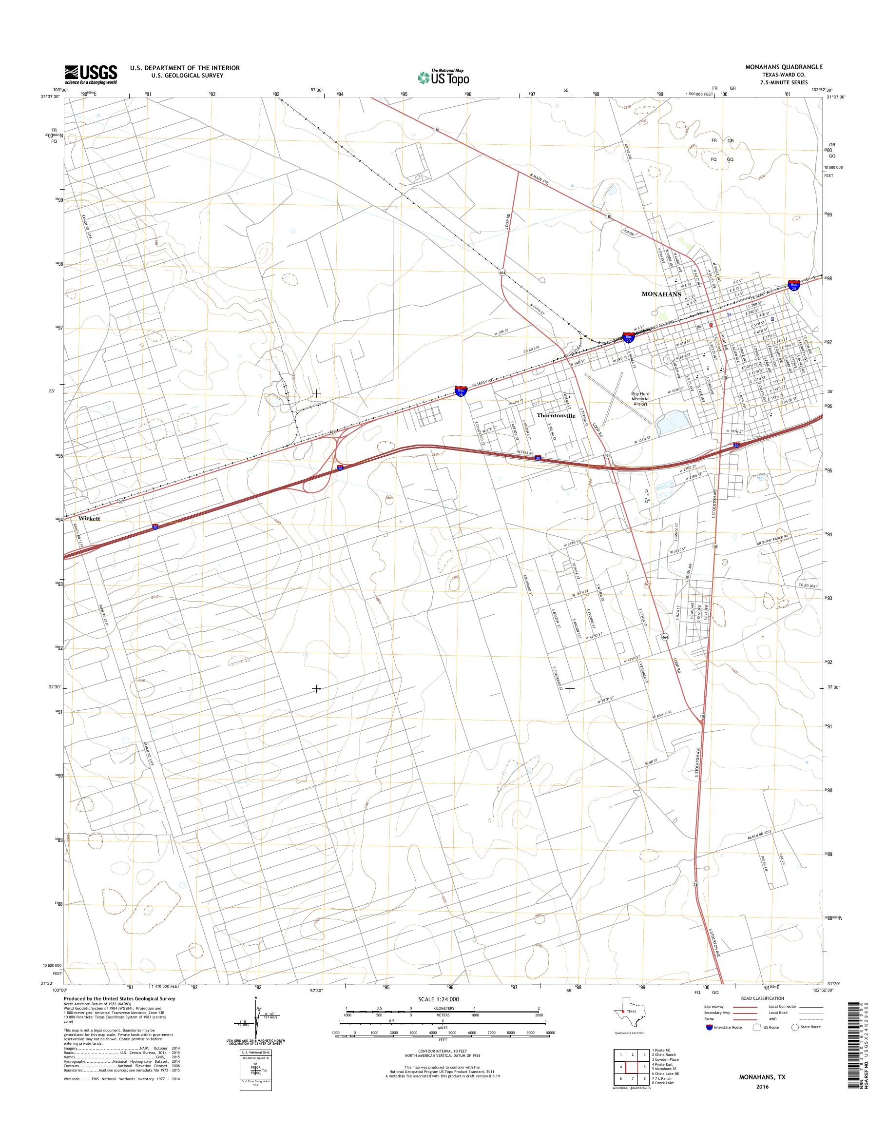 MyTopo Monahans, Texas USGS Quad Topo Map