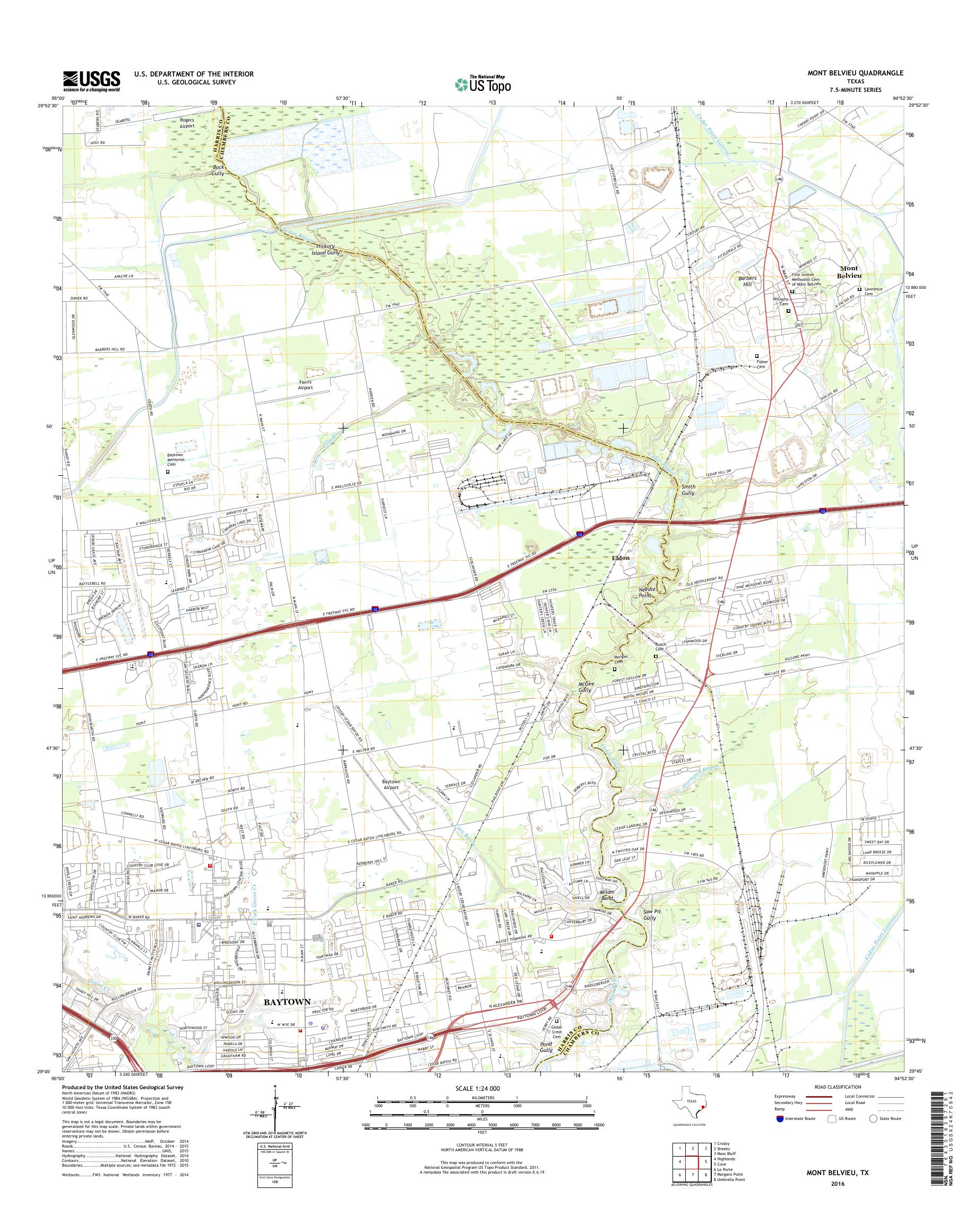 MyTopo Mont Belvieu, Texas USGS Quad Topo Map