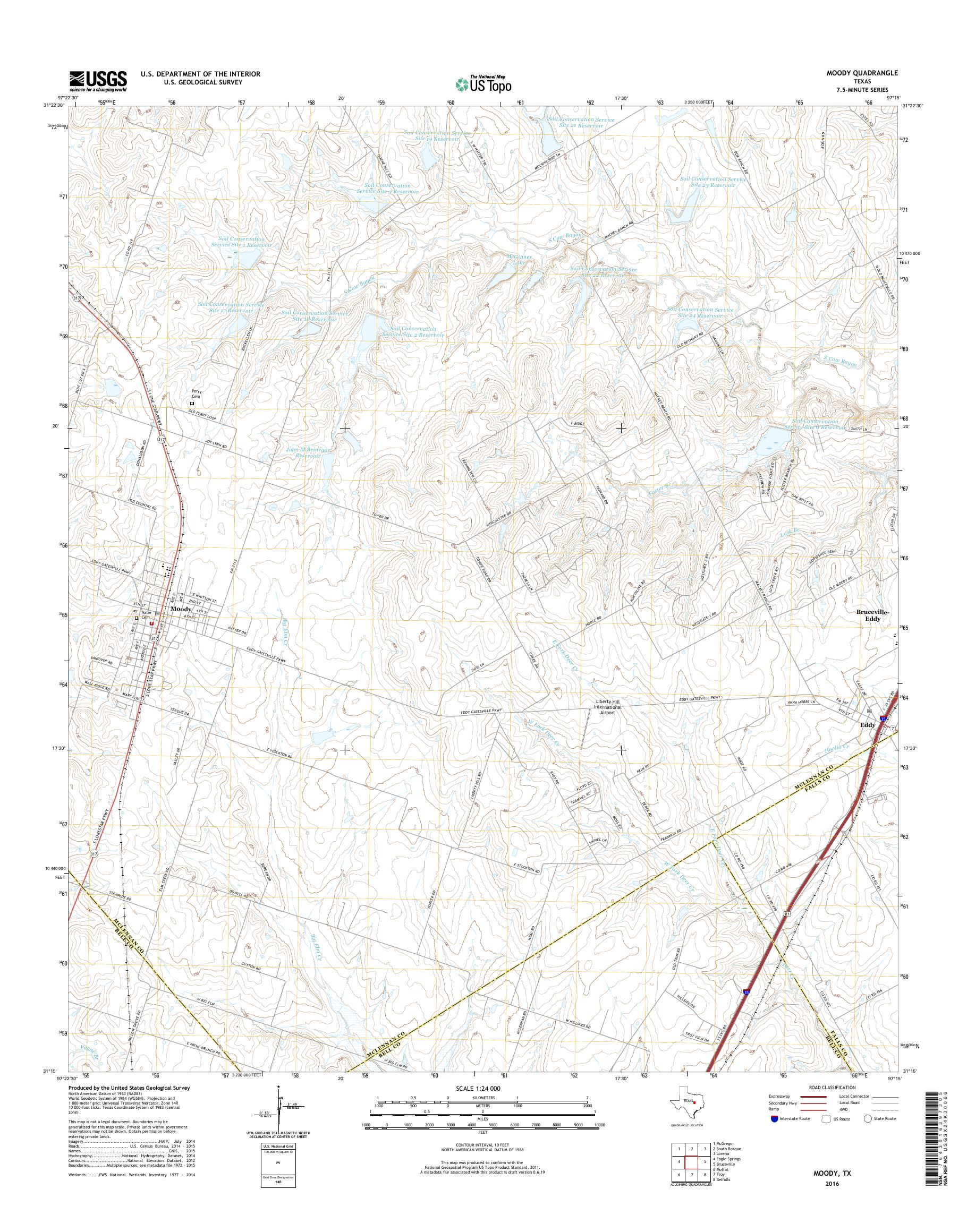MyTopo Moody, Texas USGS Quad Topo Map