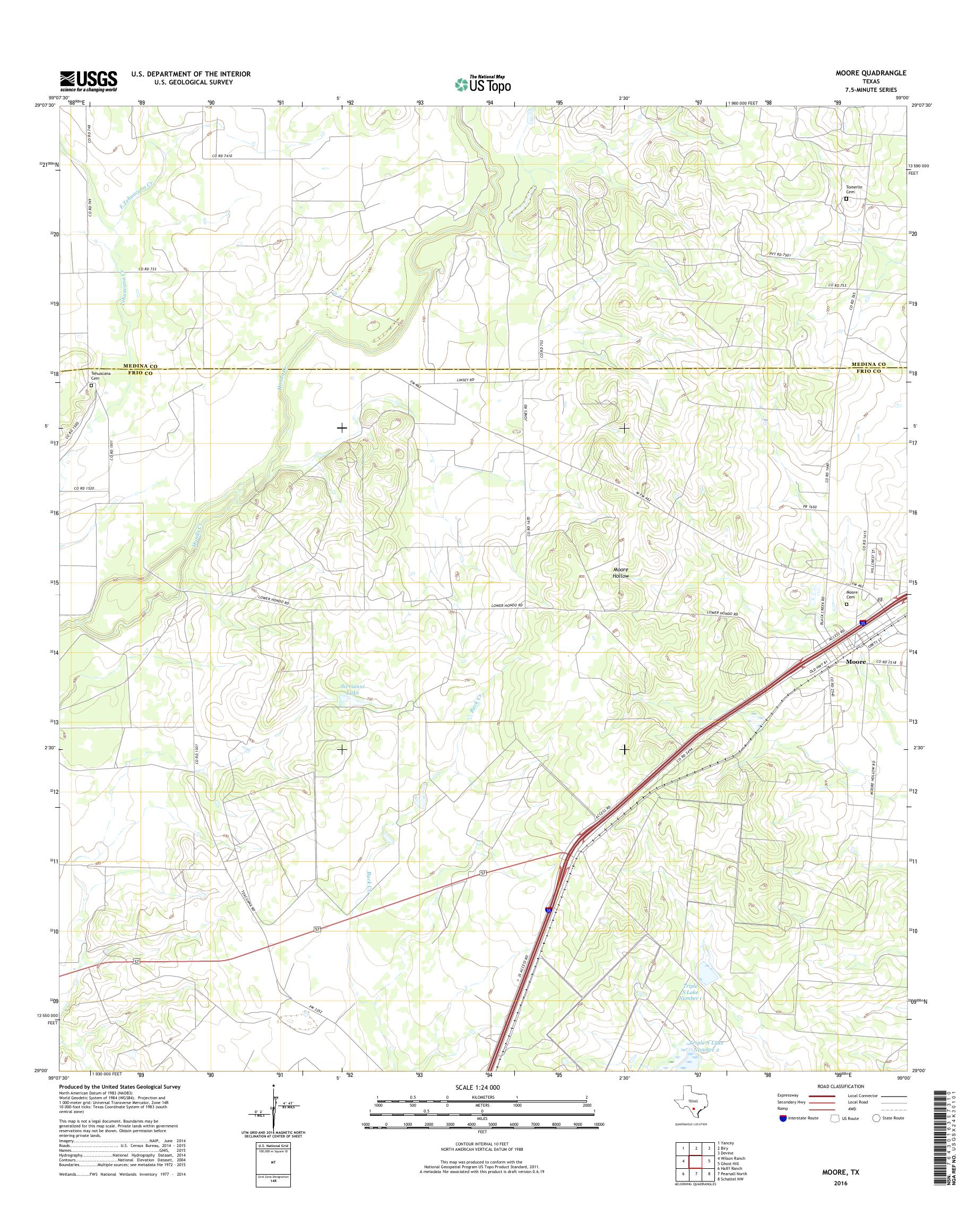 MyTopo Moore, Texas USGS Quad Topo Map