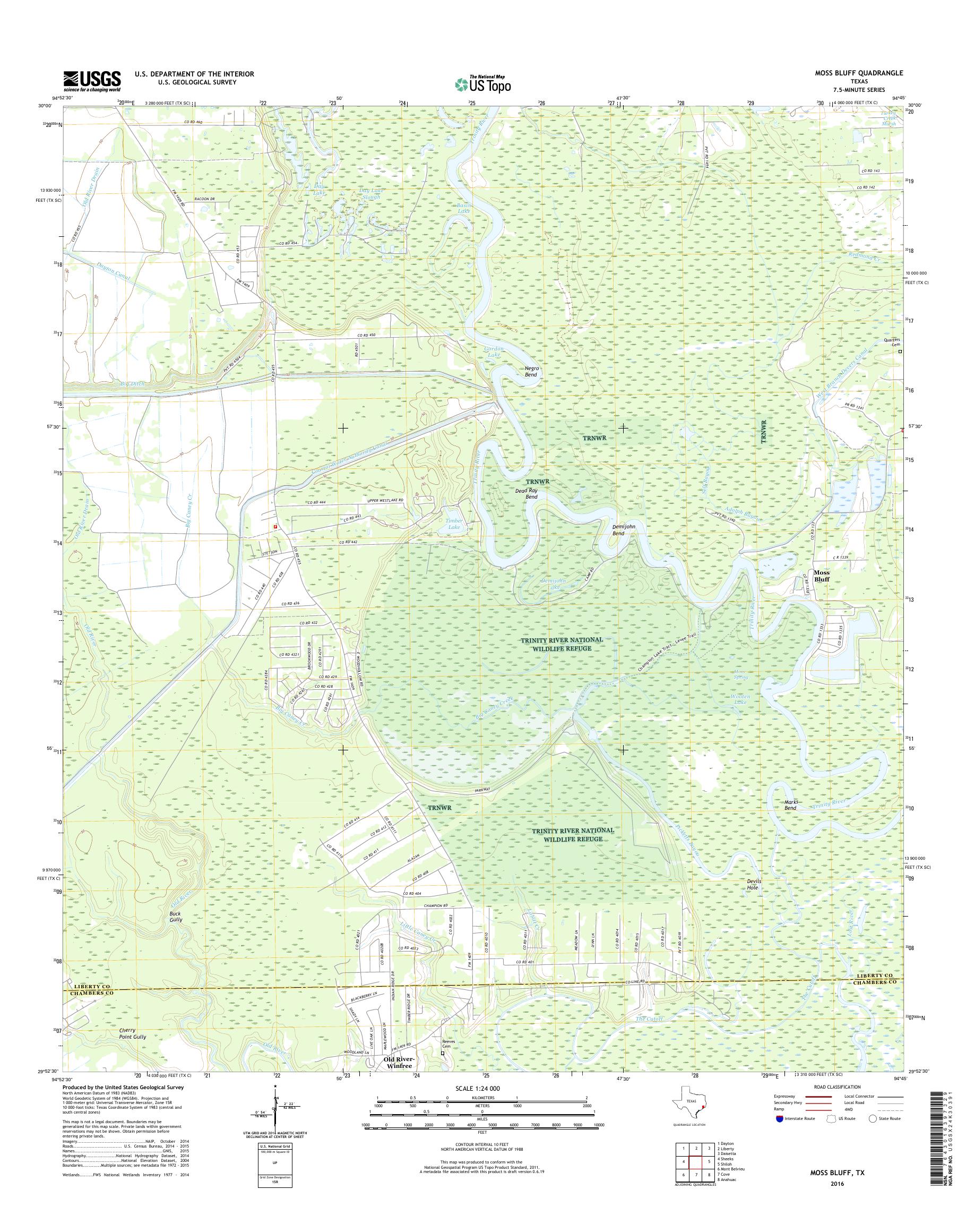 MyTopo Moss Bluff, Texas USGS Quad Topo Map