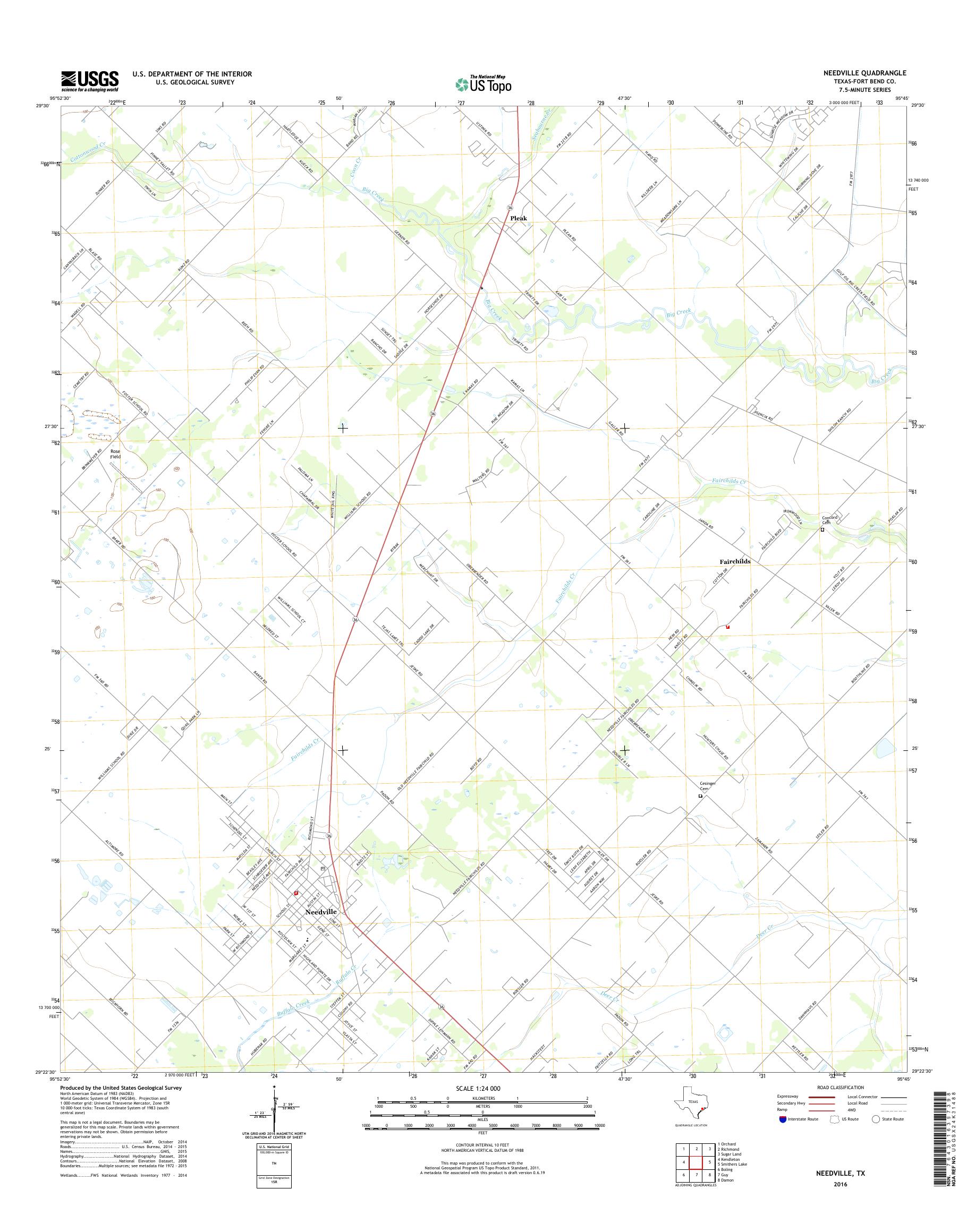 MyTopo Needville, Texas USGS Quad Topo Map