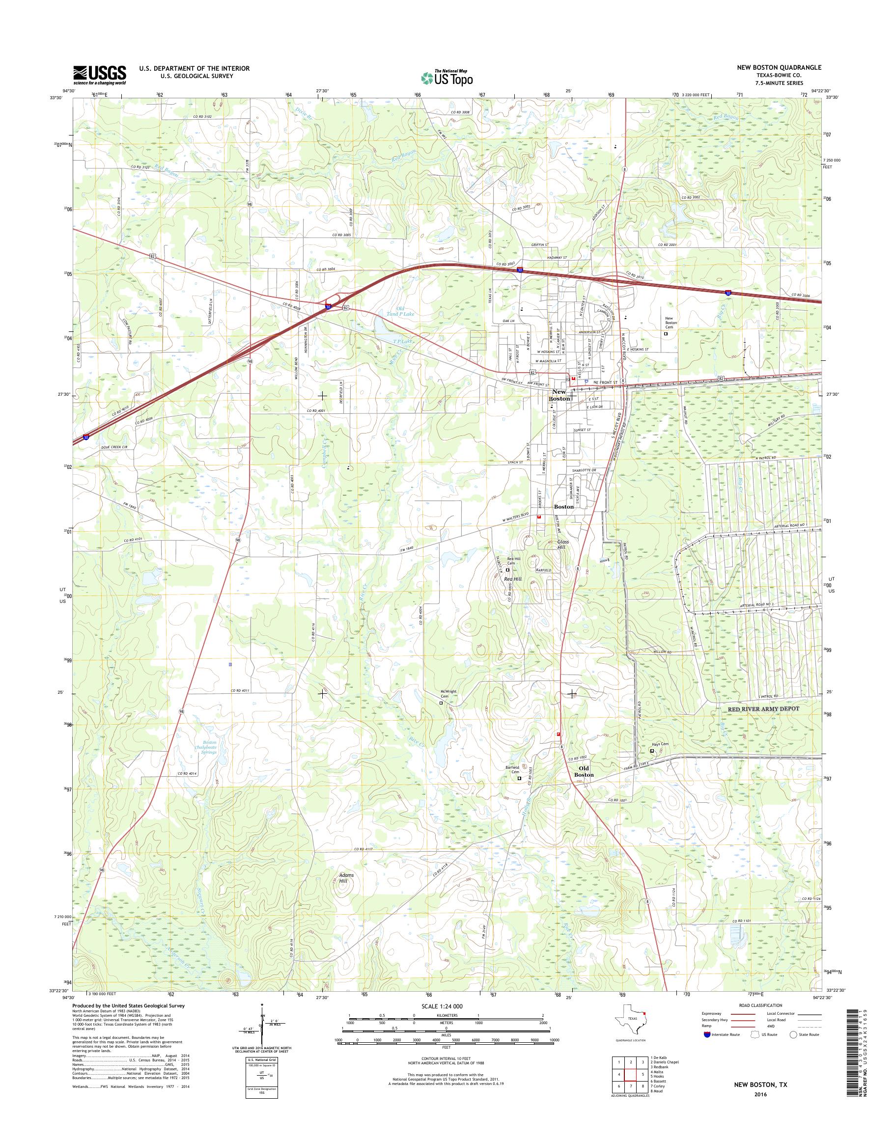 MyTopo New Boston, Texas USGS Quad Topo Map