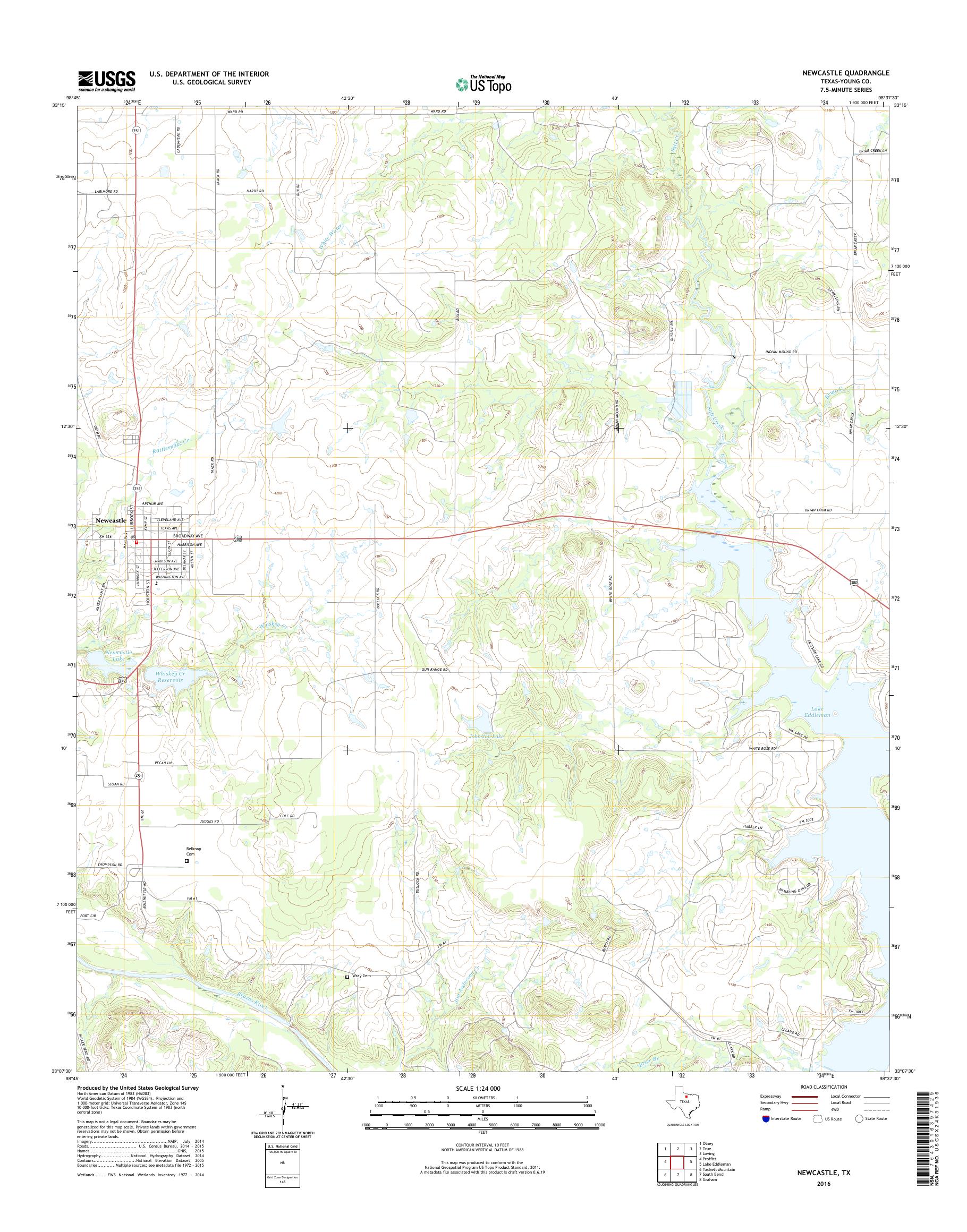 MyTopo Newcastle, Texas USGS Quad Topo Map