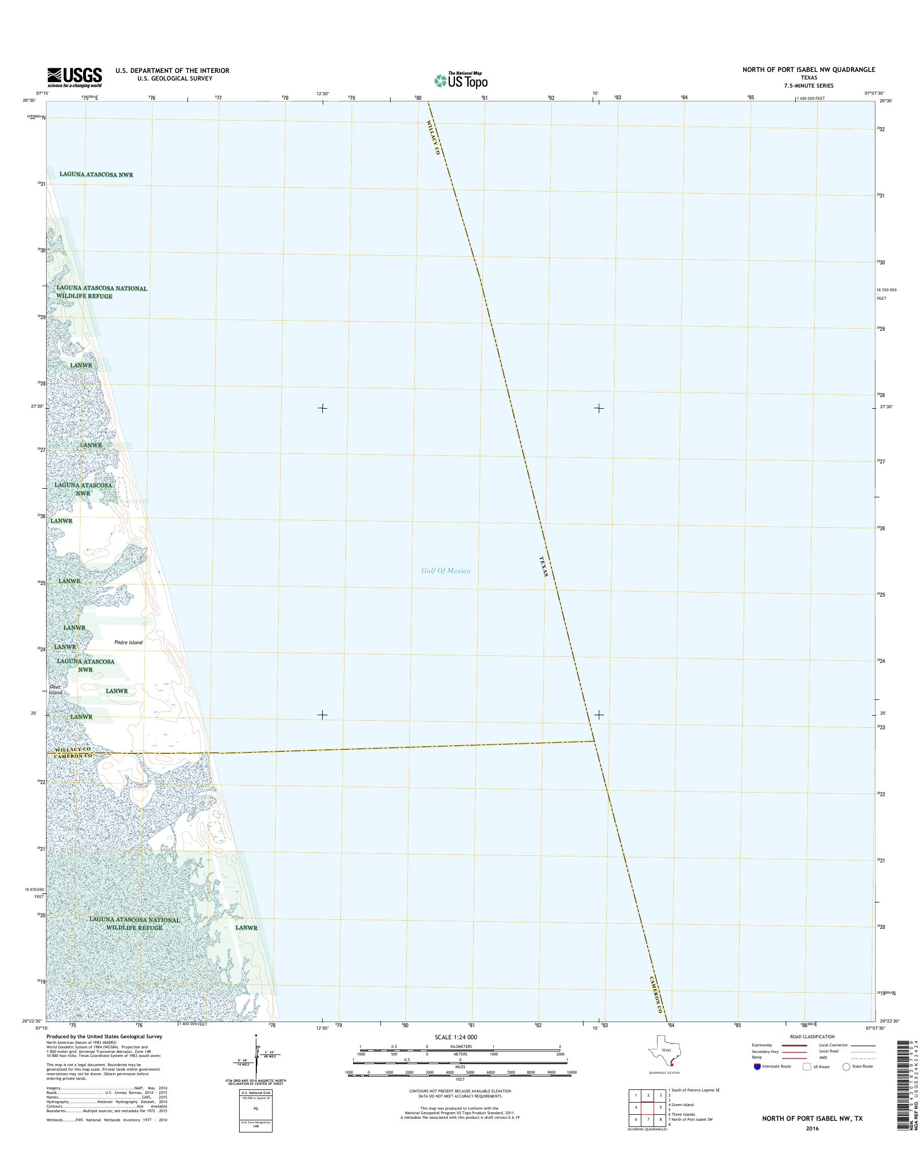MyTopo North of Port Isabel NW, Texas USGS Quad Topo Map