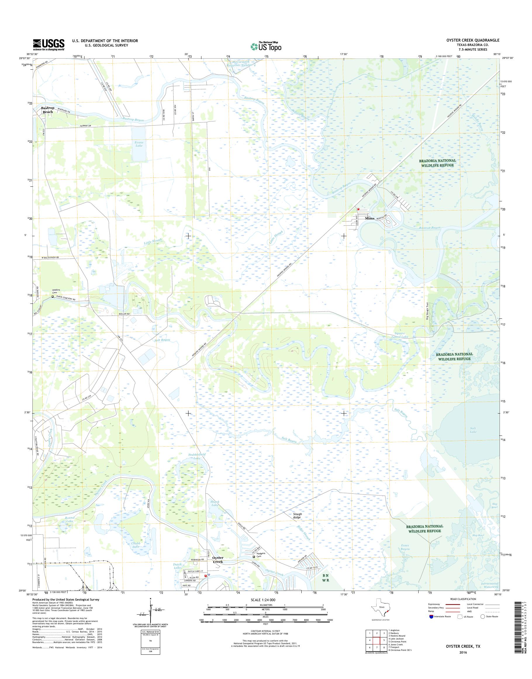 MyTopo Oyster Creek, Texas USGS Quad Topo Map