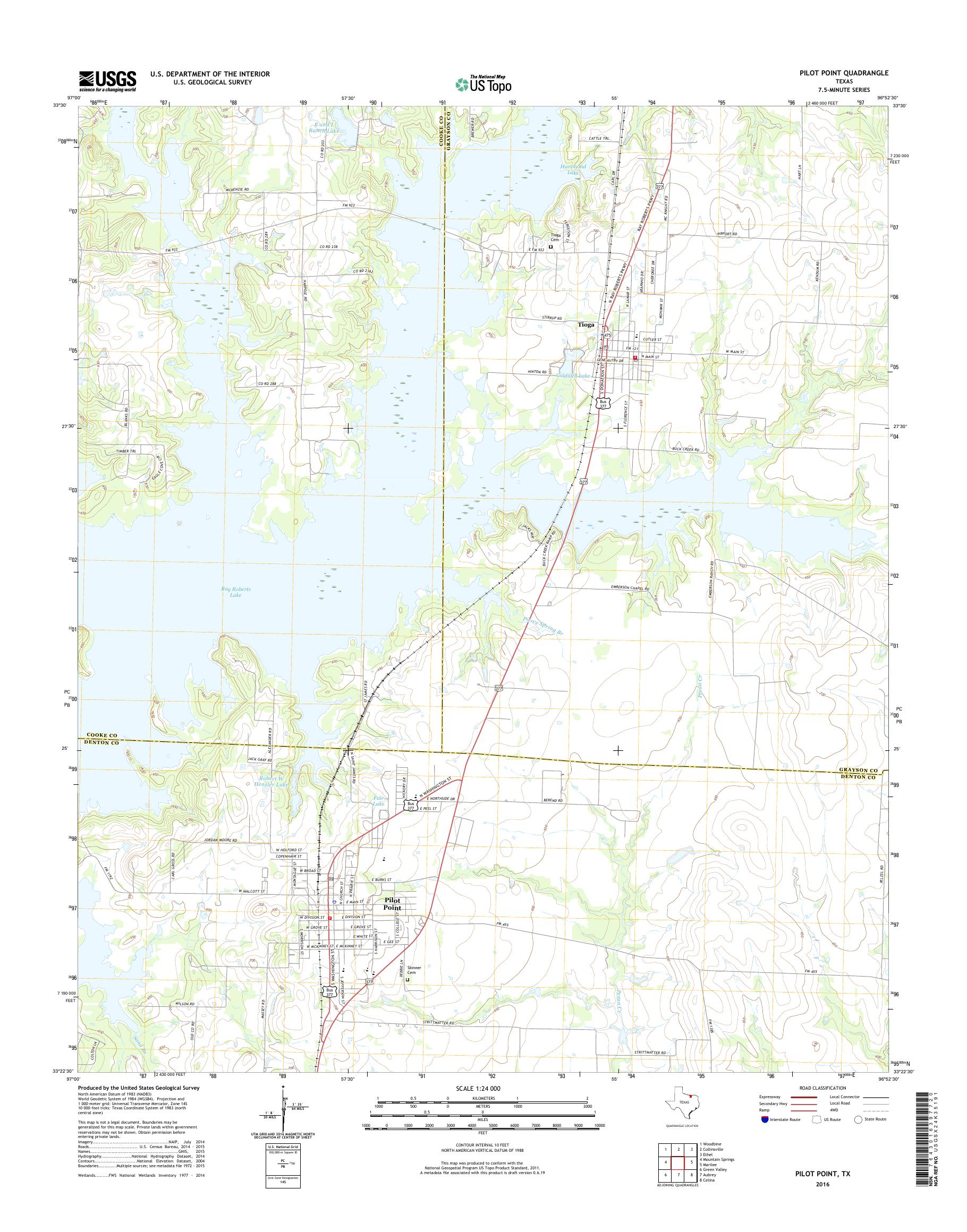 MyTopo Pilot Point, Texas USGS Quad Topo Map