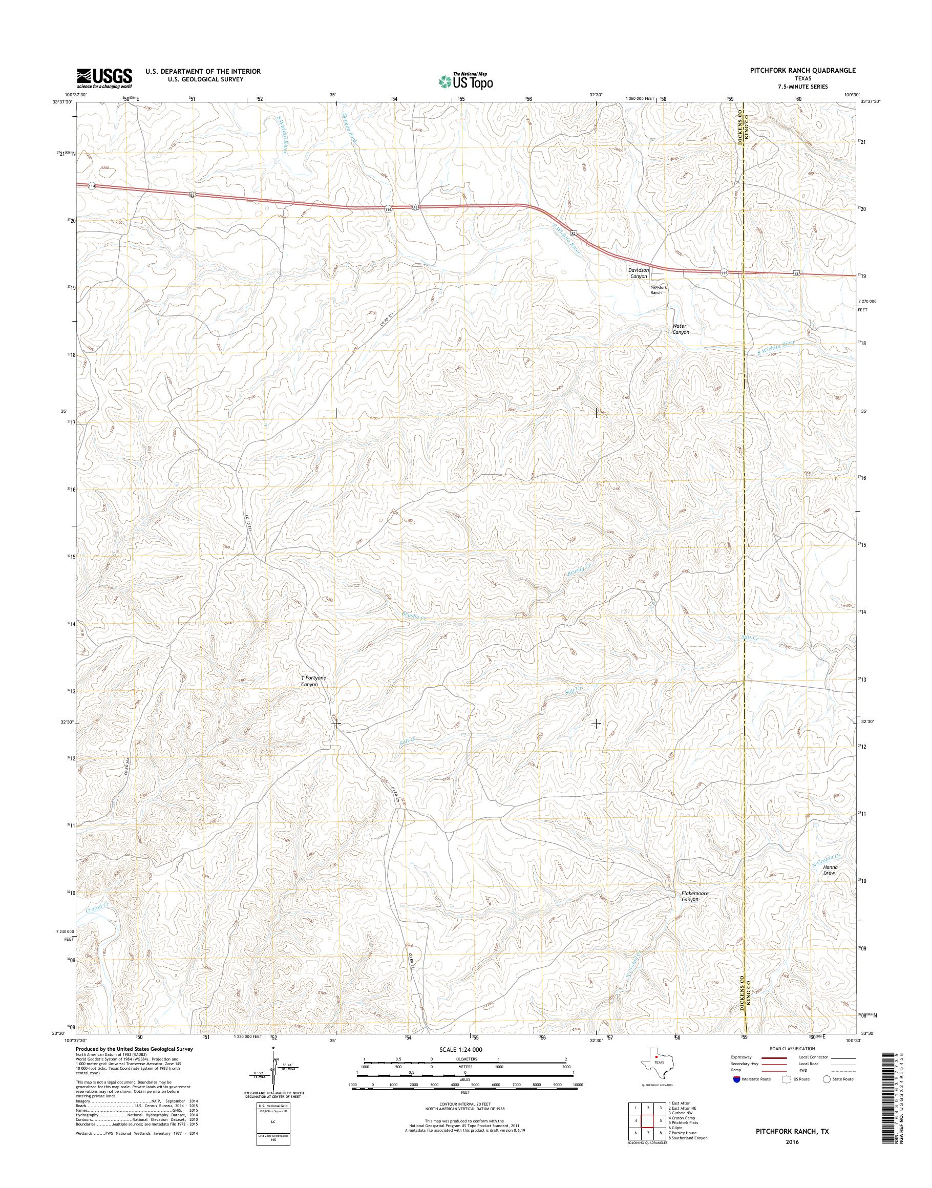 MyTopo Pitchfork Ranch, Texas USGS Quad Topo Map