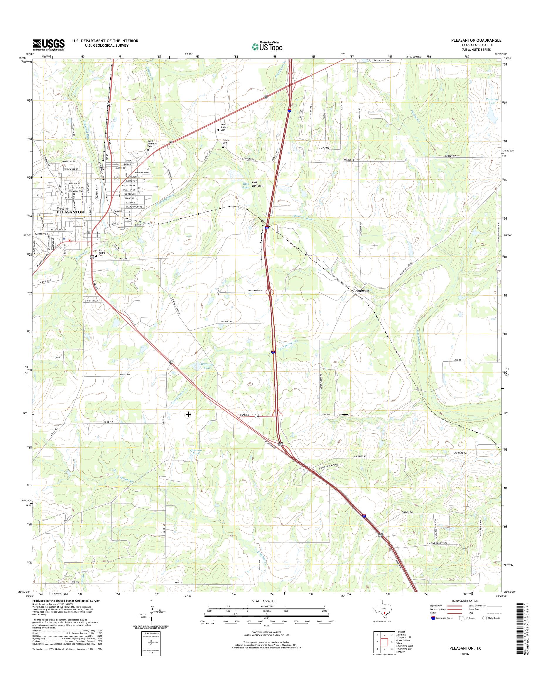 MyTopo Pleasanton, Texas USGS Quad Topo Map