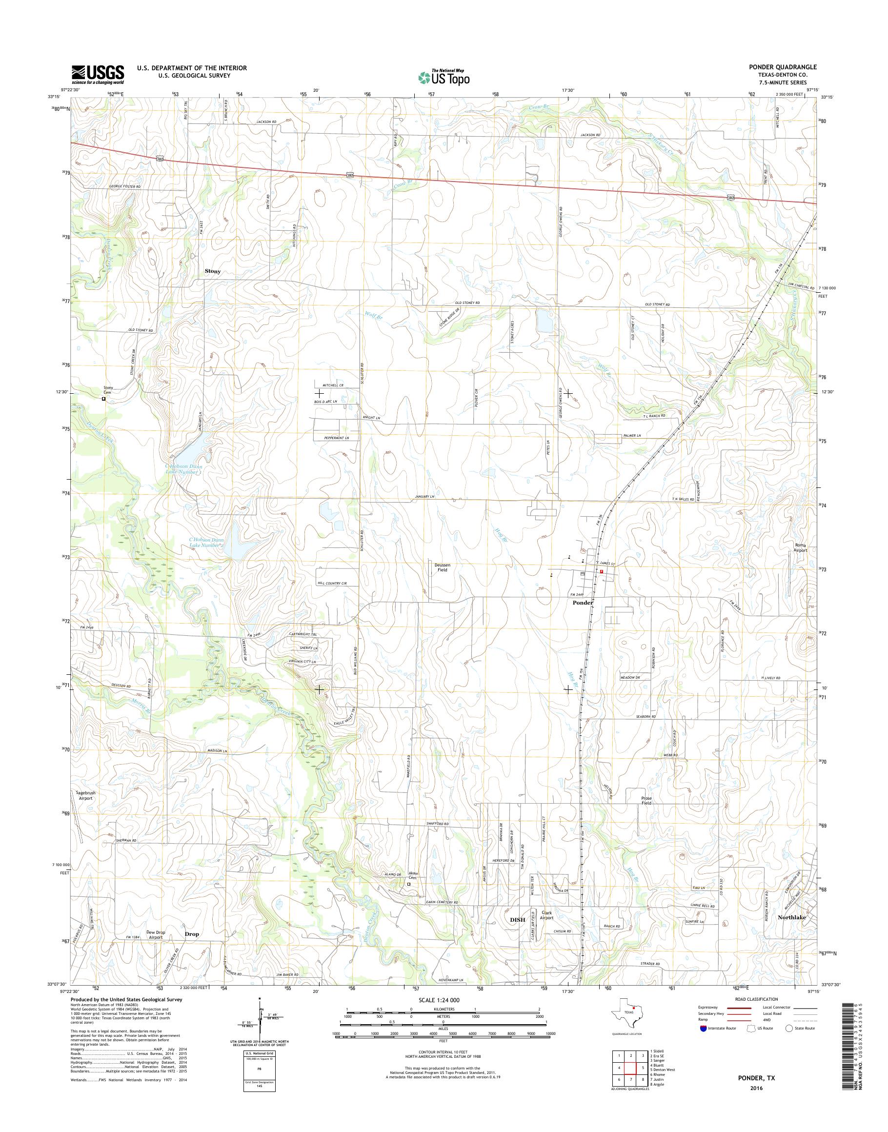 MyTopo Ponder, Texas USGS Quad Topo Map