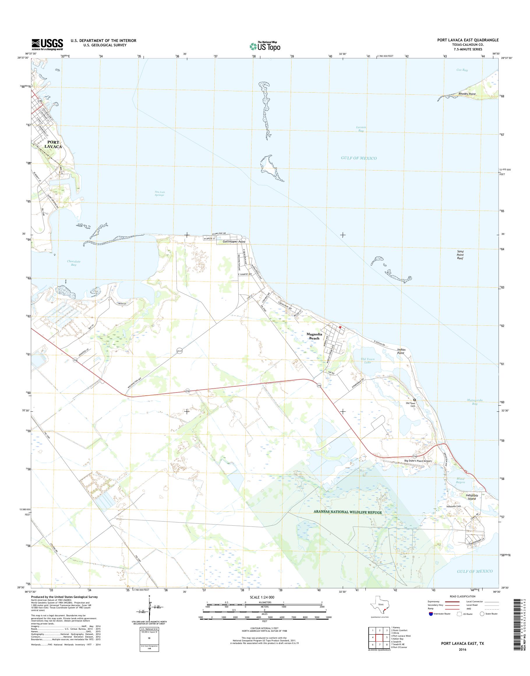 MyTopo Port Lavaca East, Texas USGS Quad Topo Map
