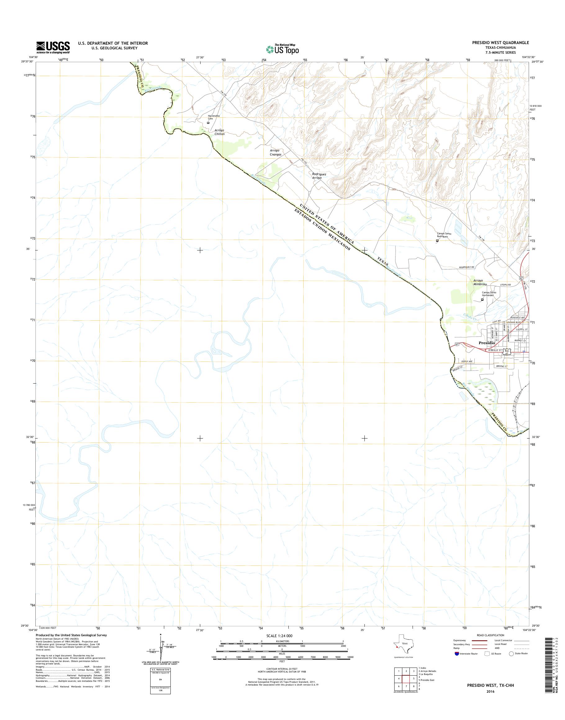 MyTopo Presidio West, Texas USGS Quad Topo Map