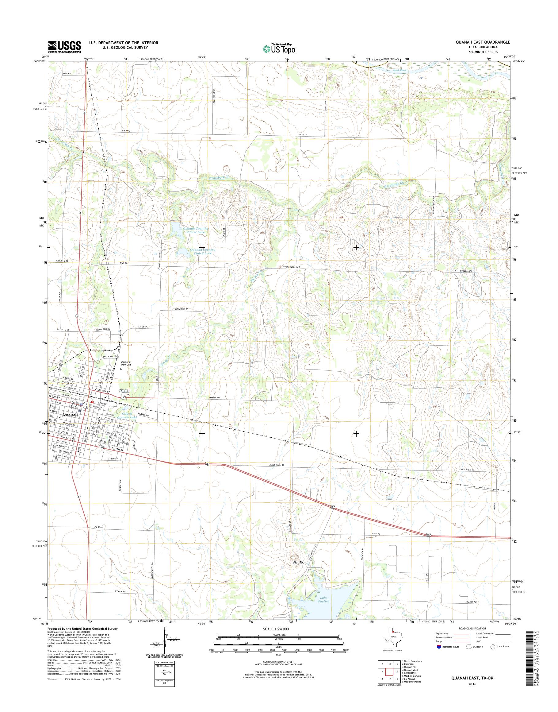 MyTopo Quanah East, Texas USGS Quad Topo Map