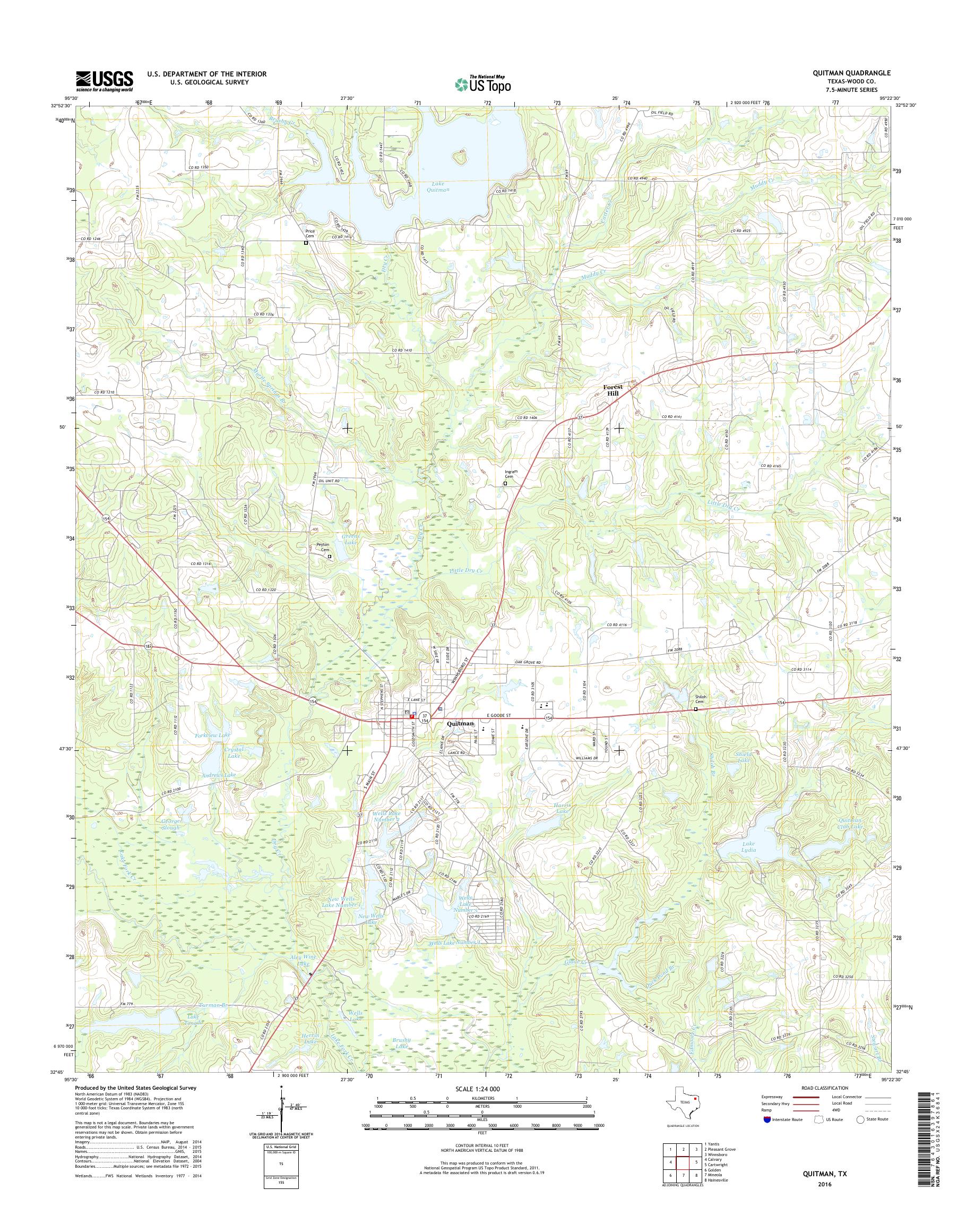 MyTopo Quitman, Texas USGS Quad Topo Map