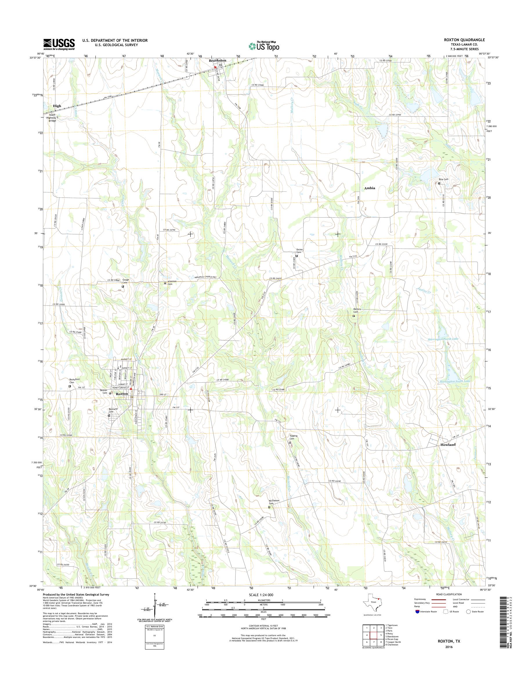 MyTopo Roxton, Texas USGS Quad Topo Map