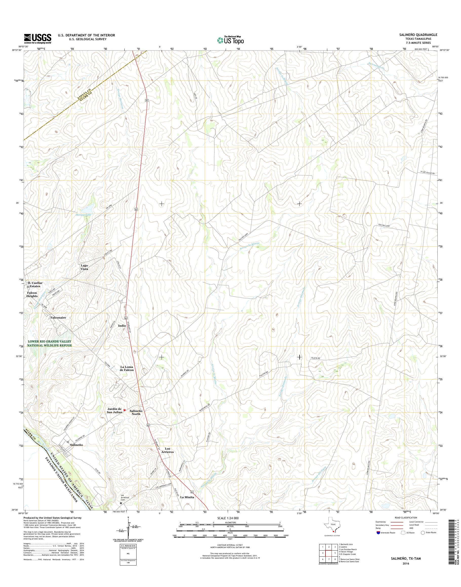 MyTopo Salineno, Texas USGS Quad Topo Map
