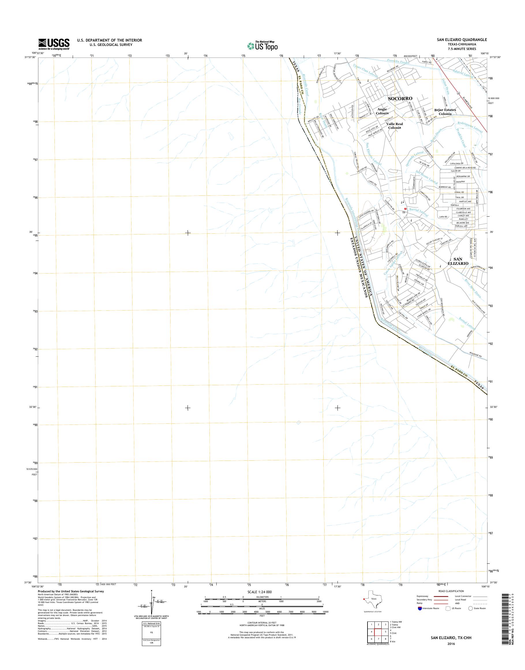 MyTopo San Elizario, Texas USGS Quad Topo Map