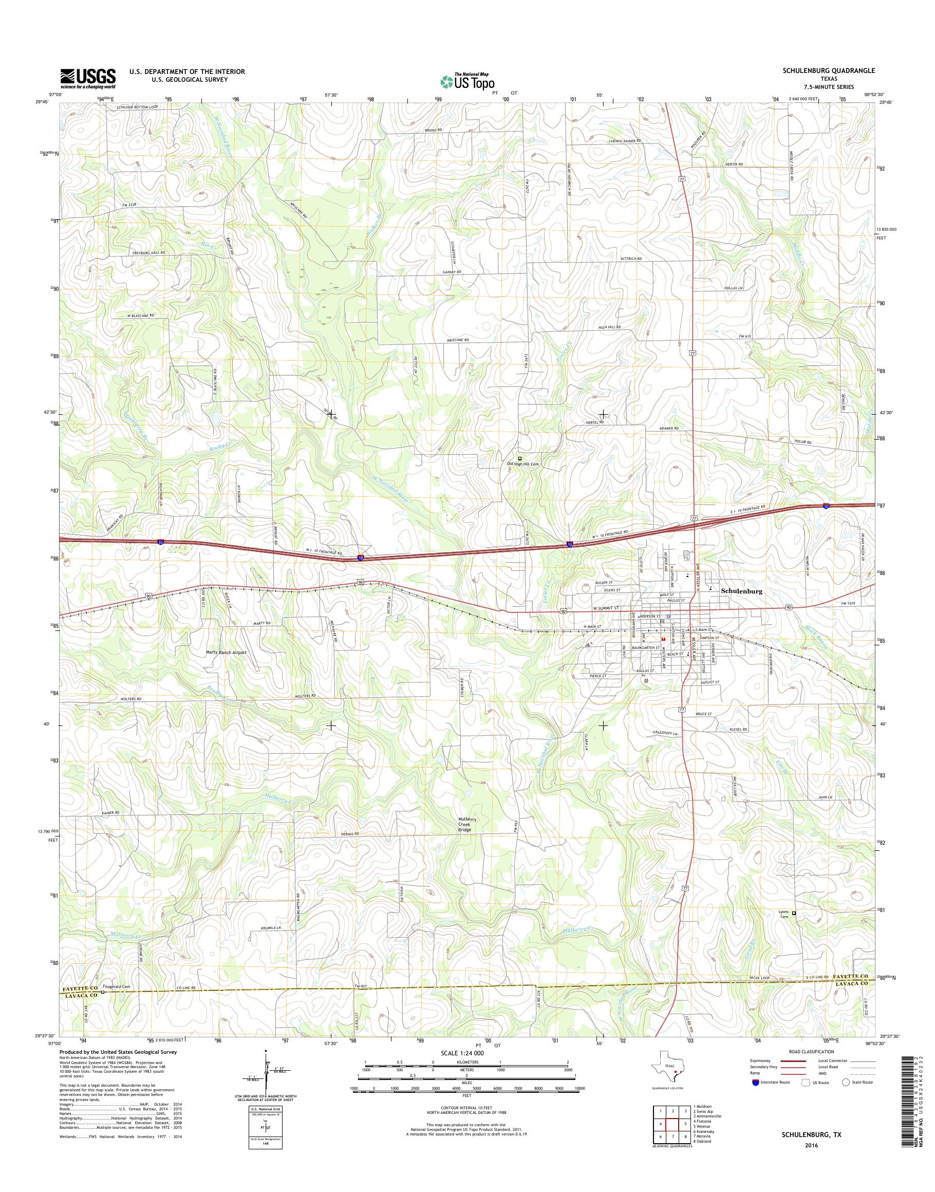 MyTopo Schulenburg, Texas USGS Quad Topo Map