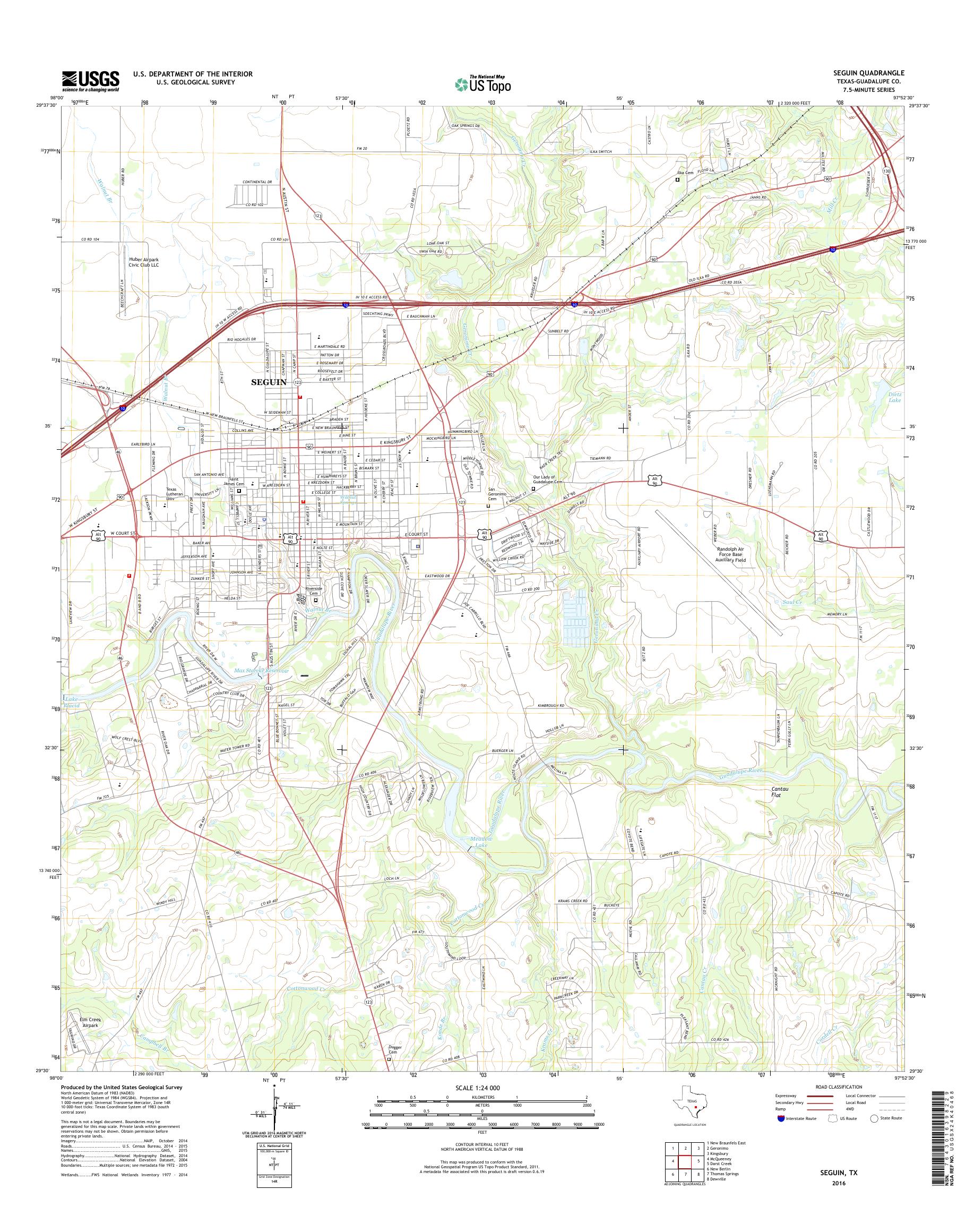Mytopo Seguin Texas Usgs Quad Topo Map