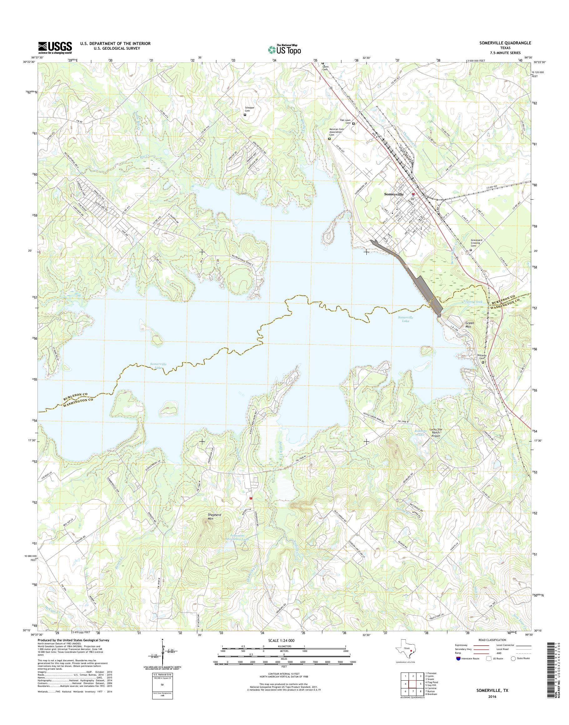 MyTopo Somerville, Texas USGS Quad Topo Map